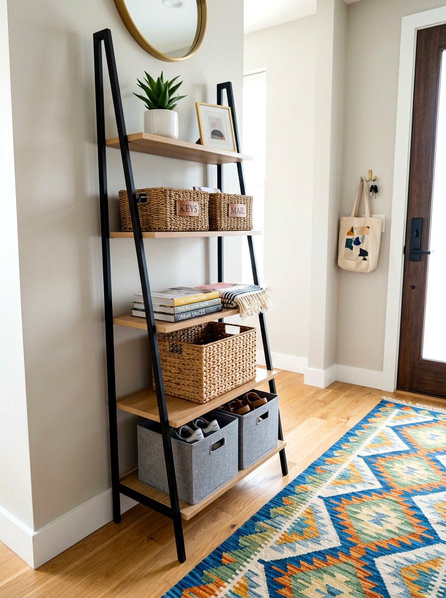 Ladder Shelf For Entryway - 30 small entry storage ideas