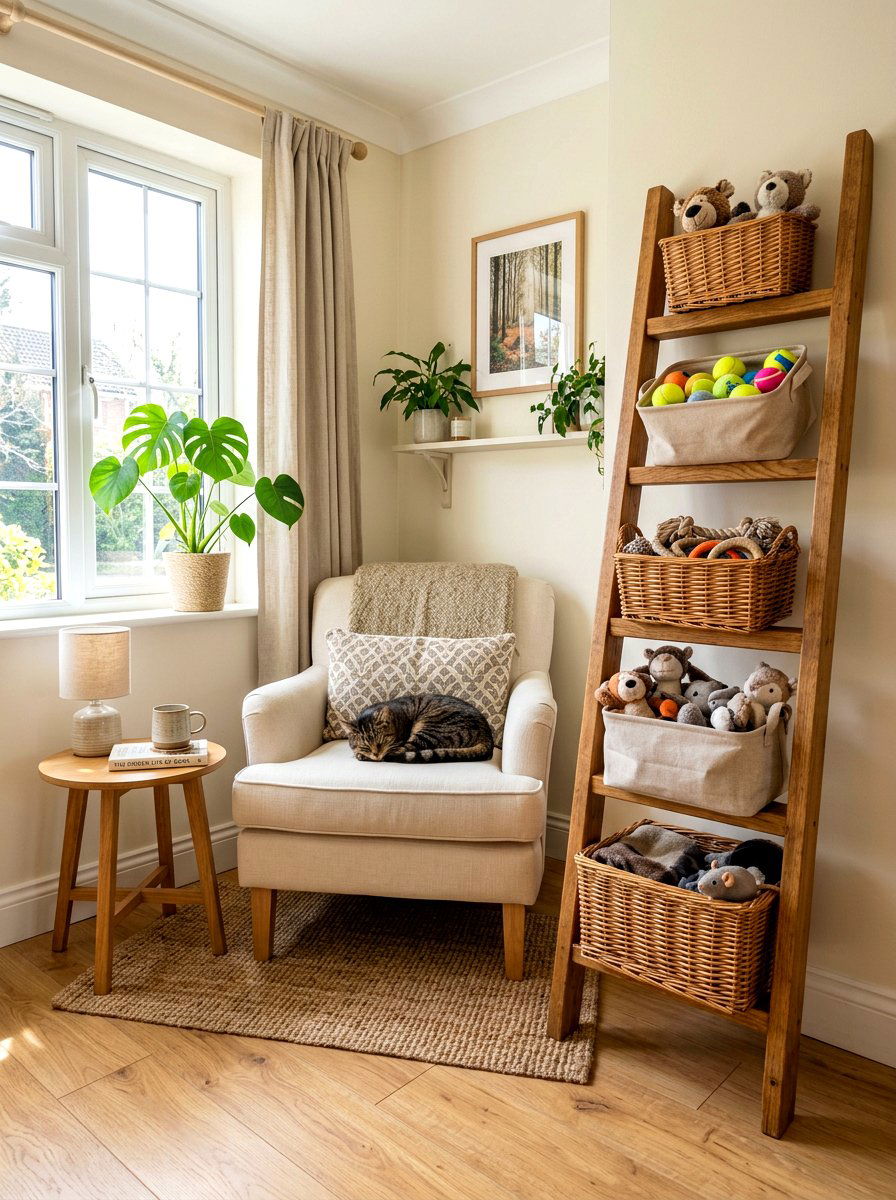 Ladder Shelf For Pet Toys - 30 pet toy storage ideas