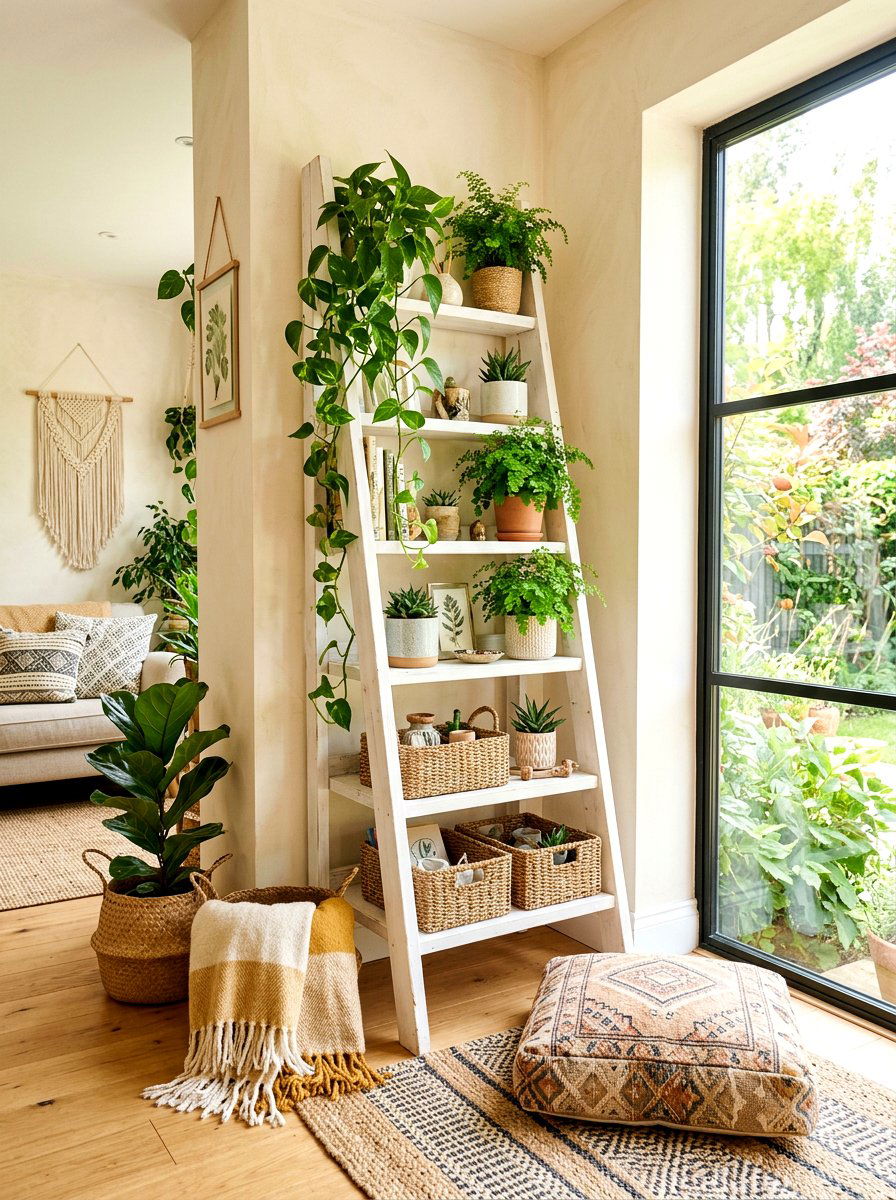 Ladder Shelf For Plants - 30 indoor garden ideas