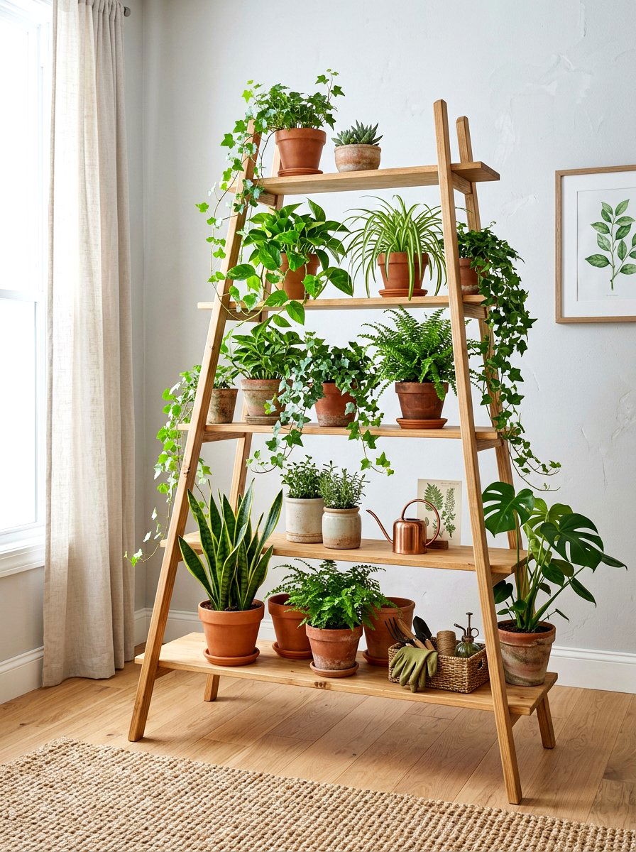 Ladder Shelf For Plants - 30 bedroom plant shelf ideas
