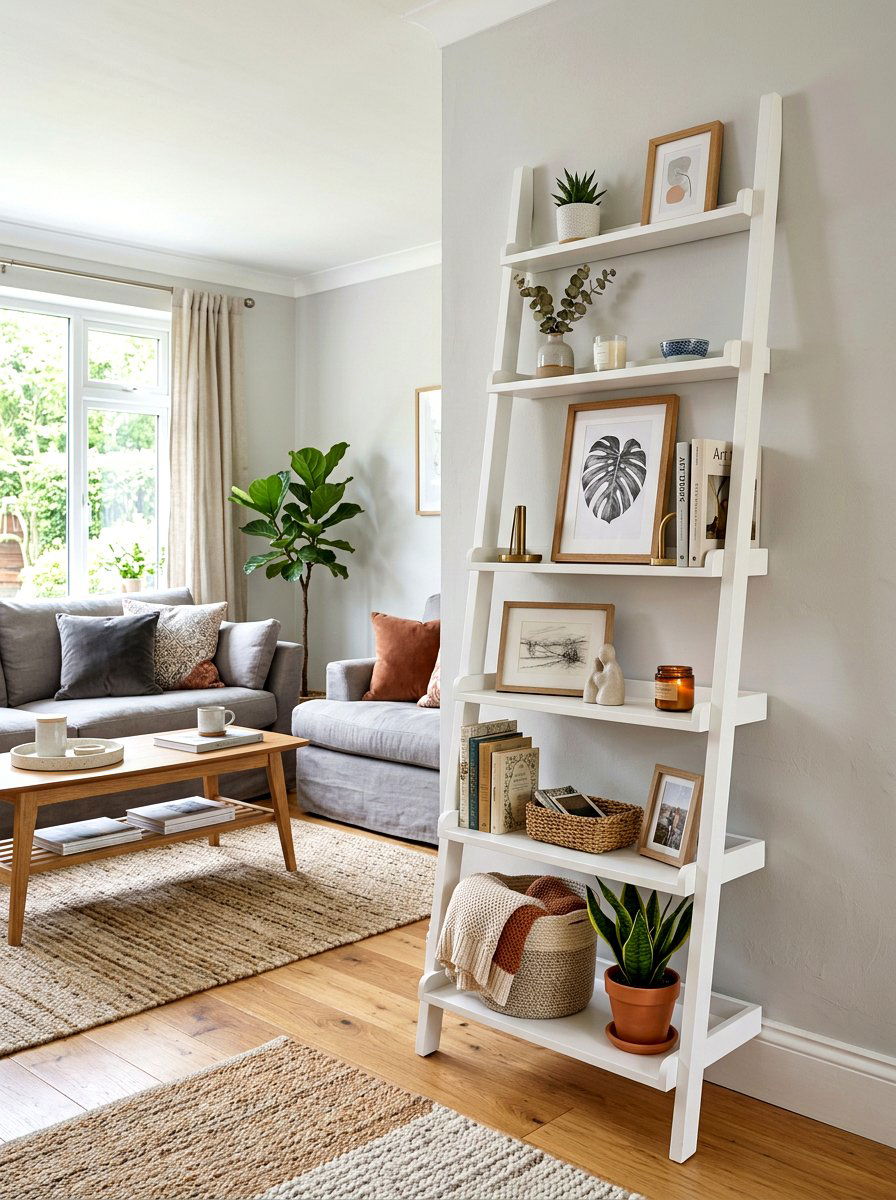 Ladder Shelf Lean Art - 30 mini salon wall apartment ideas