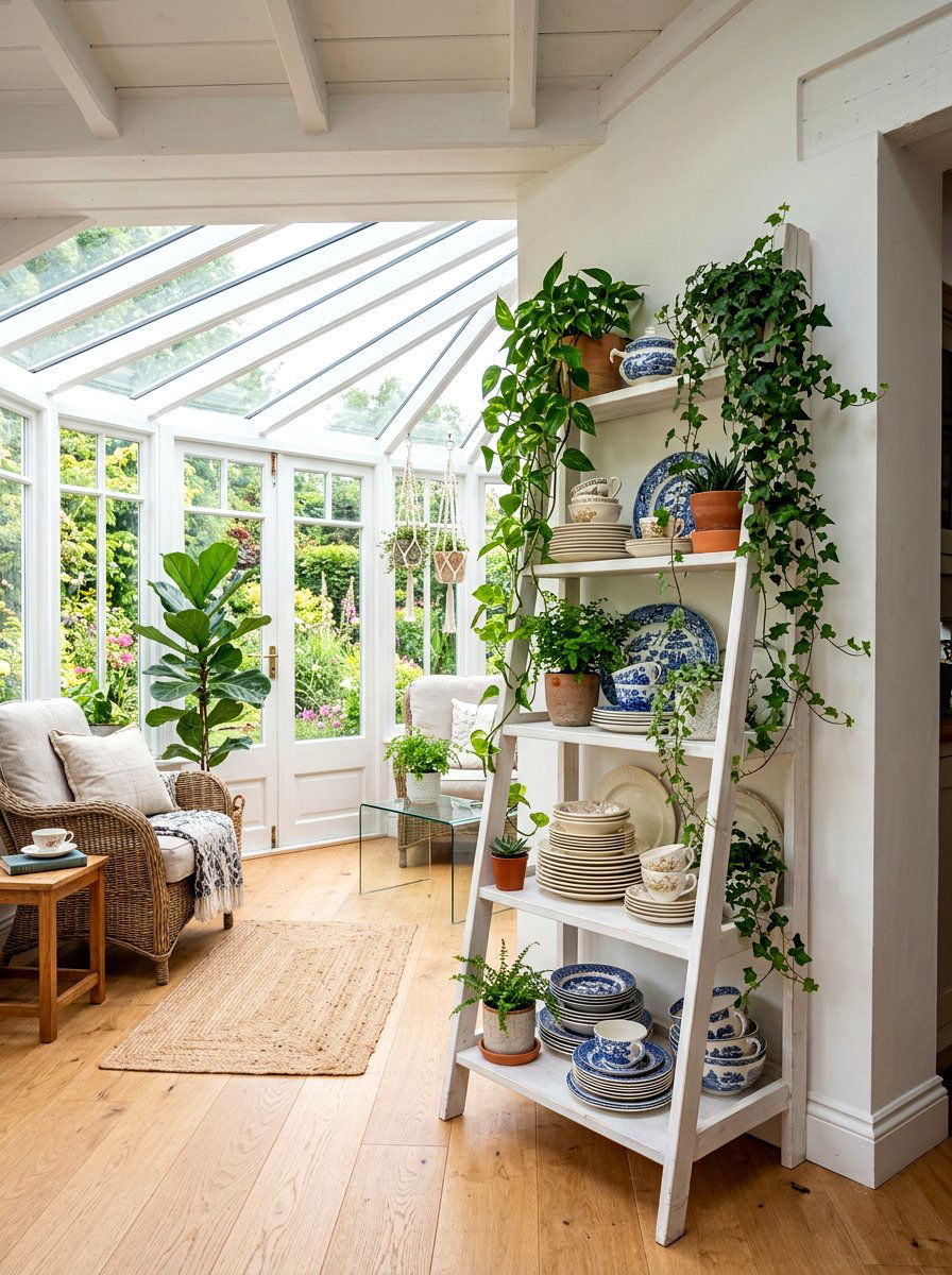 Ladder Shelf Storage - 30 vintage china display ideas