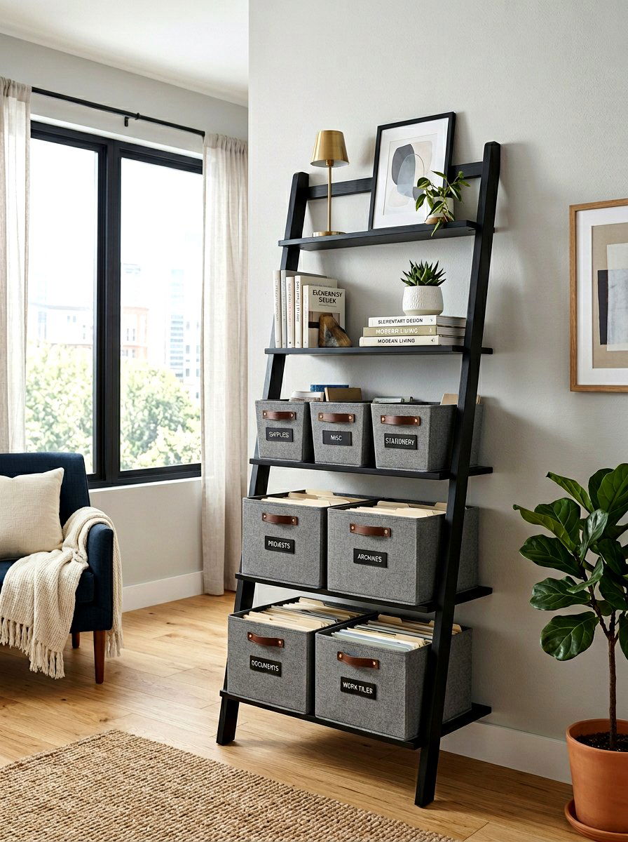 Ladder Shelf Storage - 30 office file storage ideas