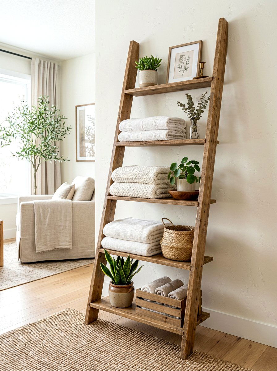 Ladder Shelf Styling - 30 styled corner for photos ideas