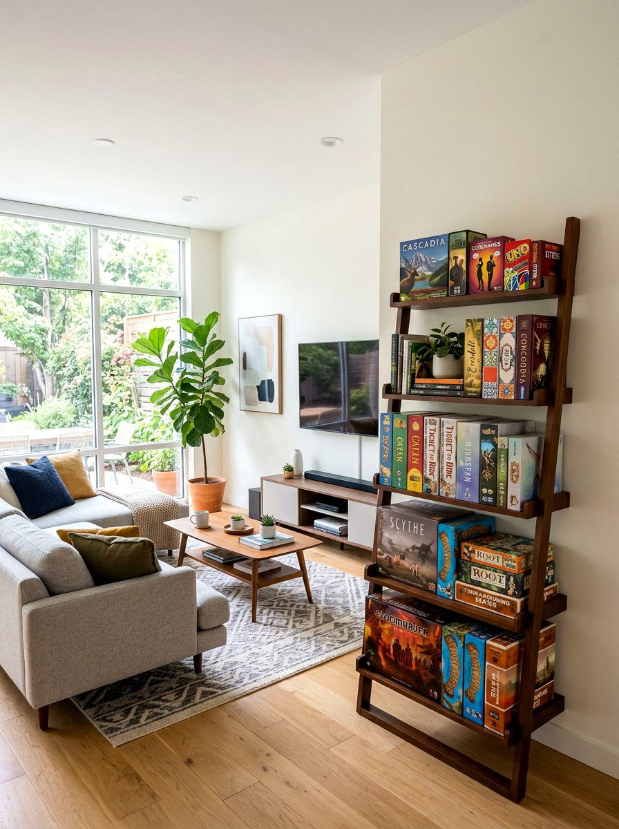 Ladder Style Bookcase - 30 board game storage ideas
