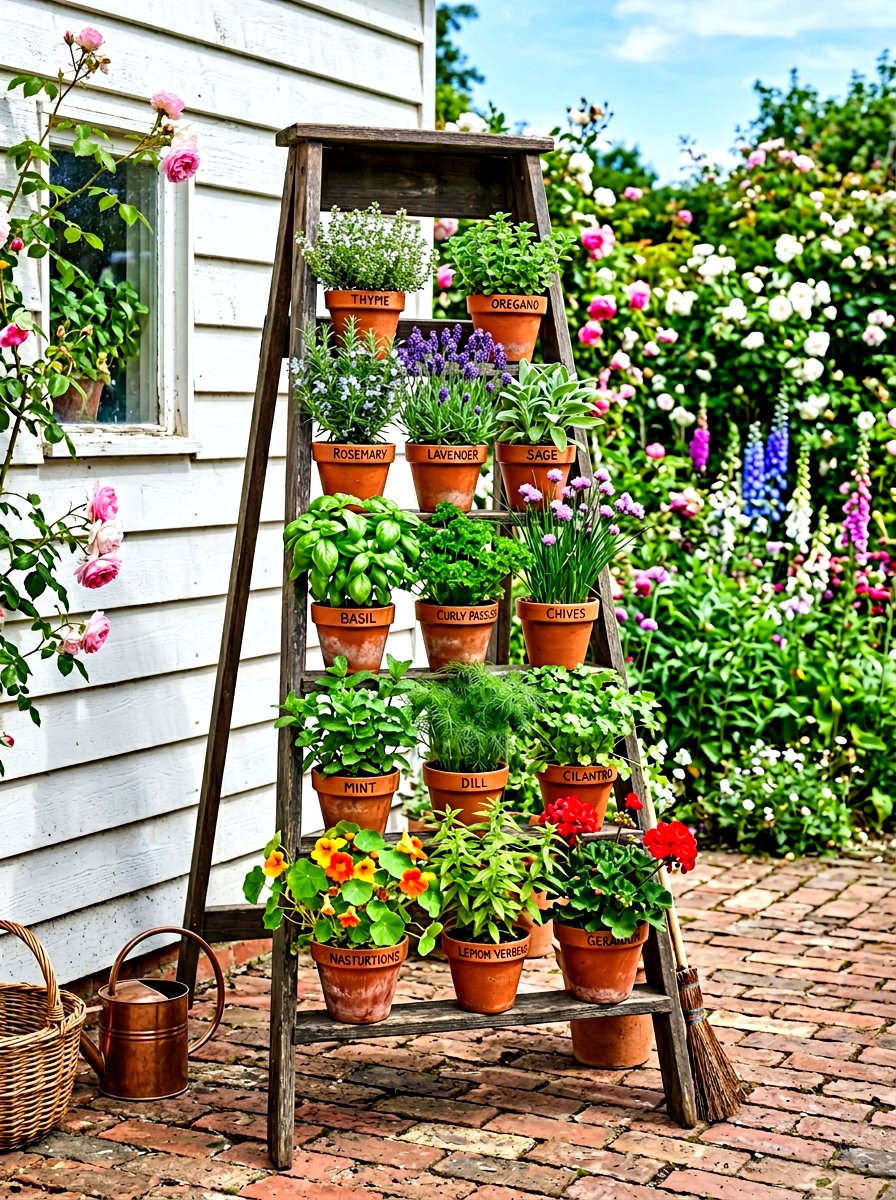 Ladder Style Herb Garden - 30 container herb garden ideas