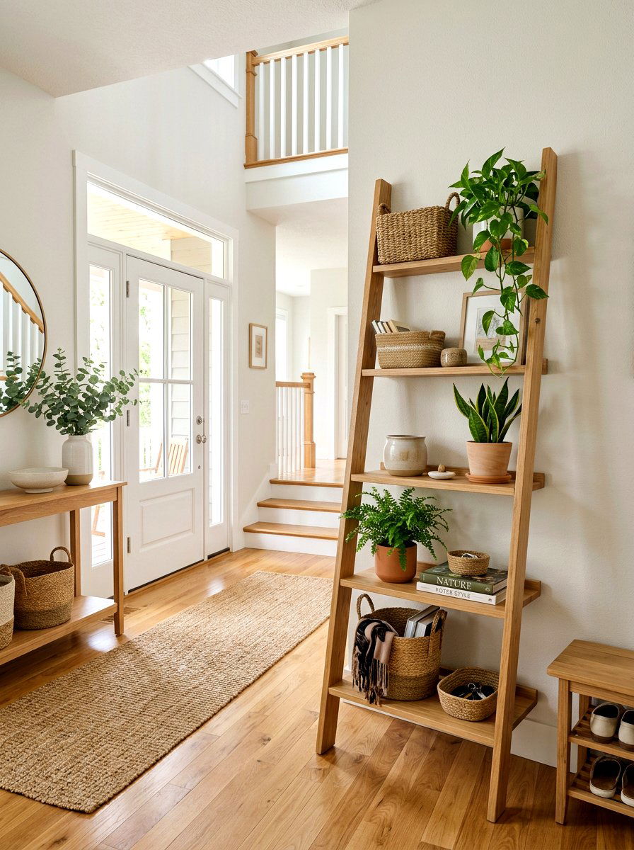 Ladder Style Storage Shelf - 30 slim foyer storage ideas