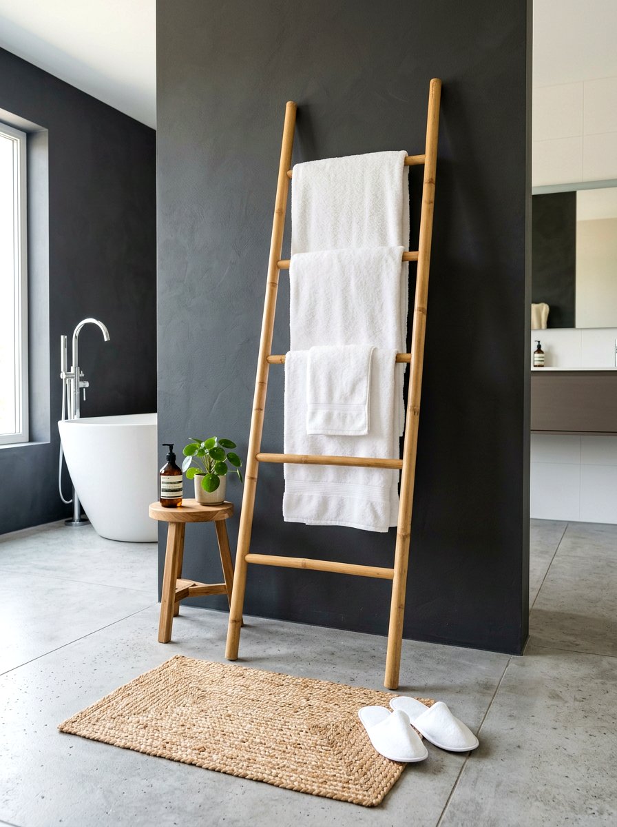 Ladder Towel Rack - 30 bathroom storage ideas