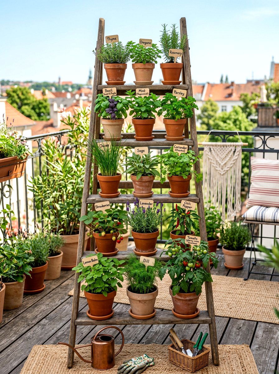 Ladder Vegetable Garden Stand - 30 small vegetable garden ideas