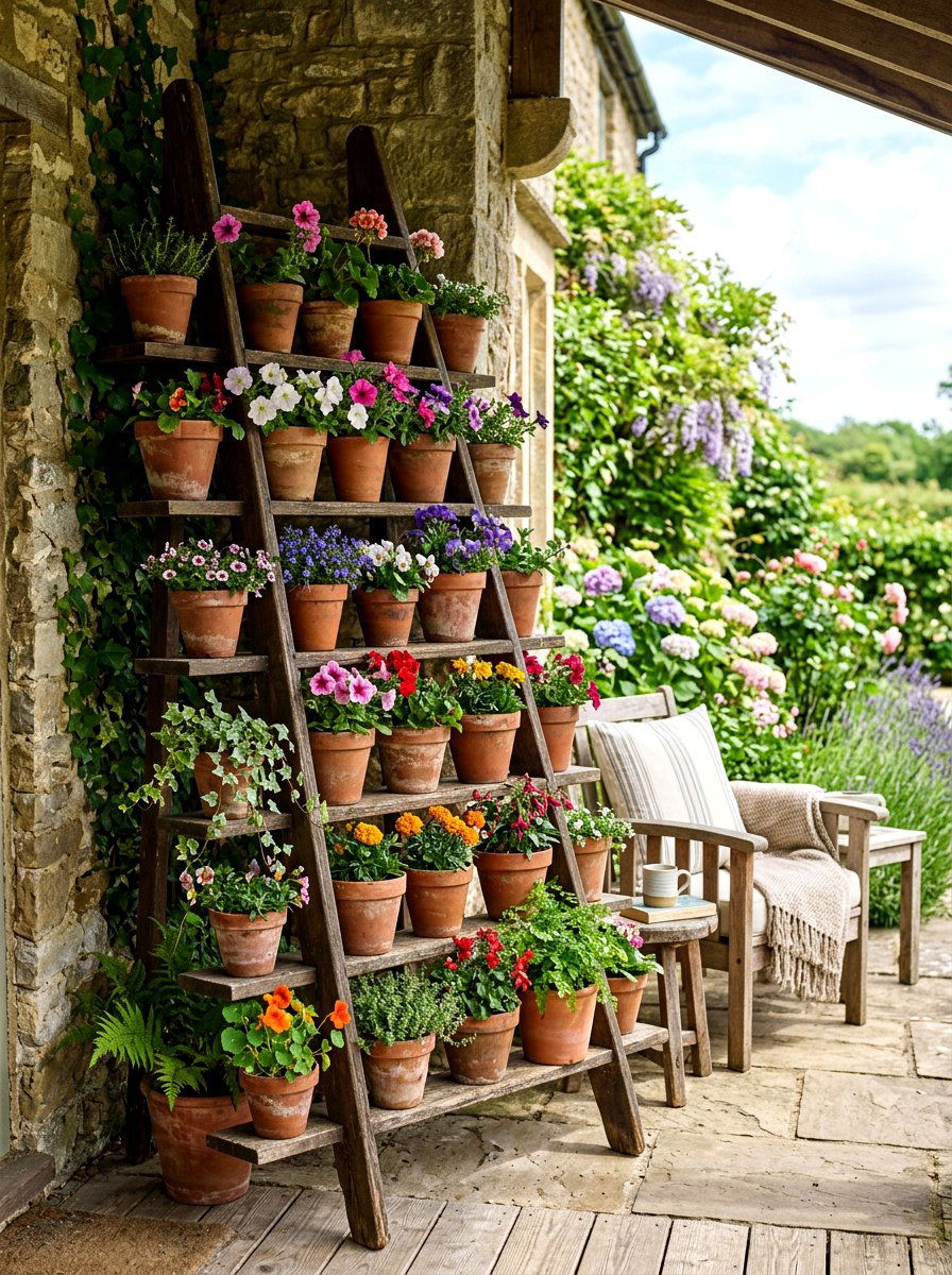 Ladder Vertical Garden - 30 small vertical garden ideas