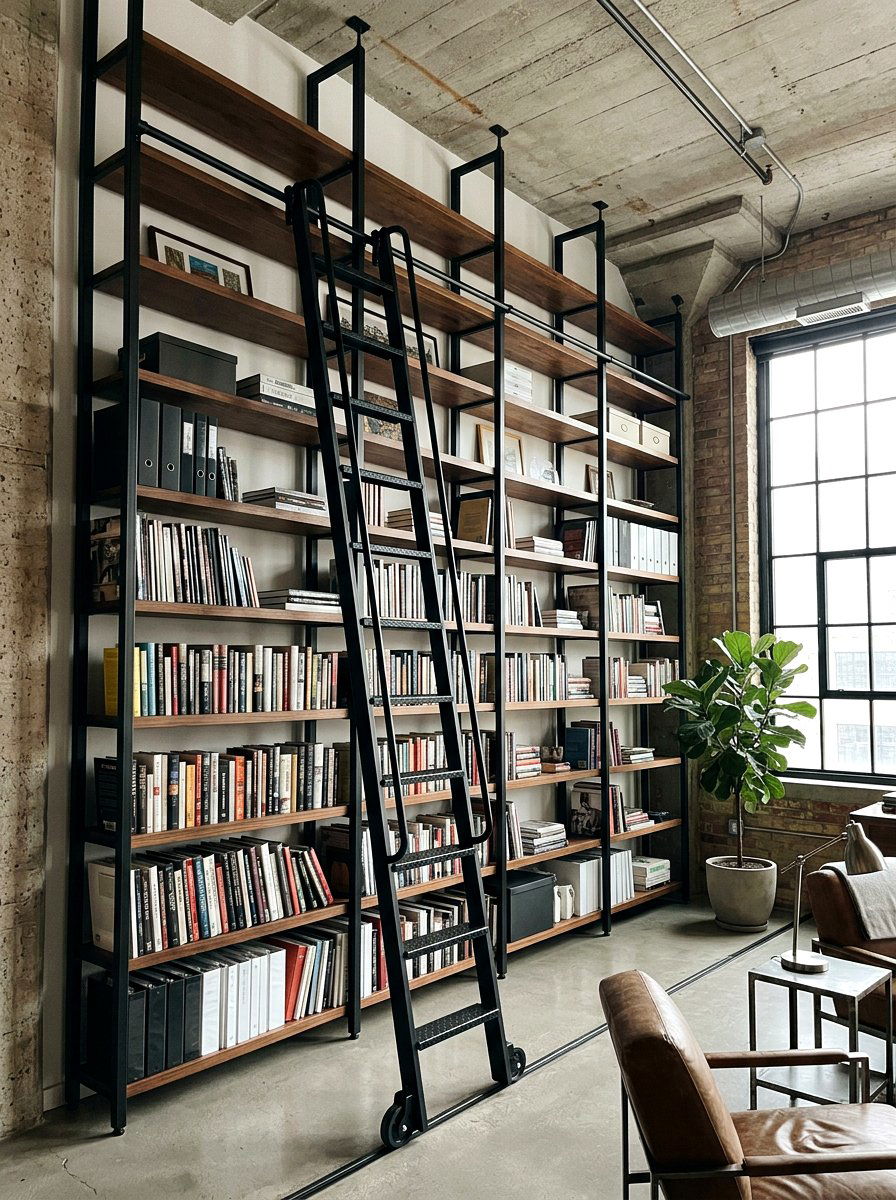 Ladder for high shelves - 30 small walk in closet ideas