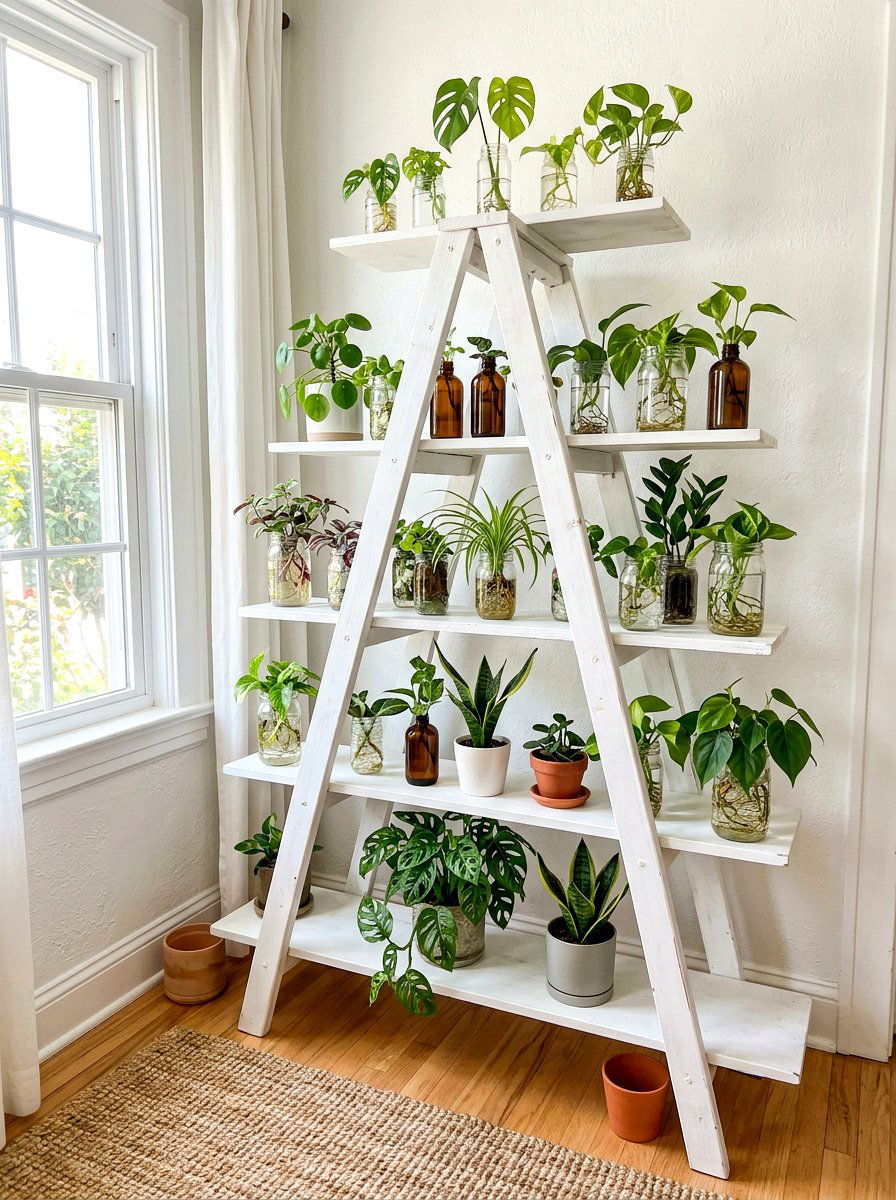 Ladder propagation stand - 30 plant propagation station ideas