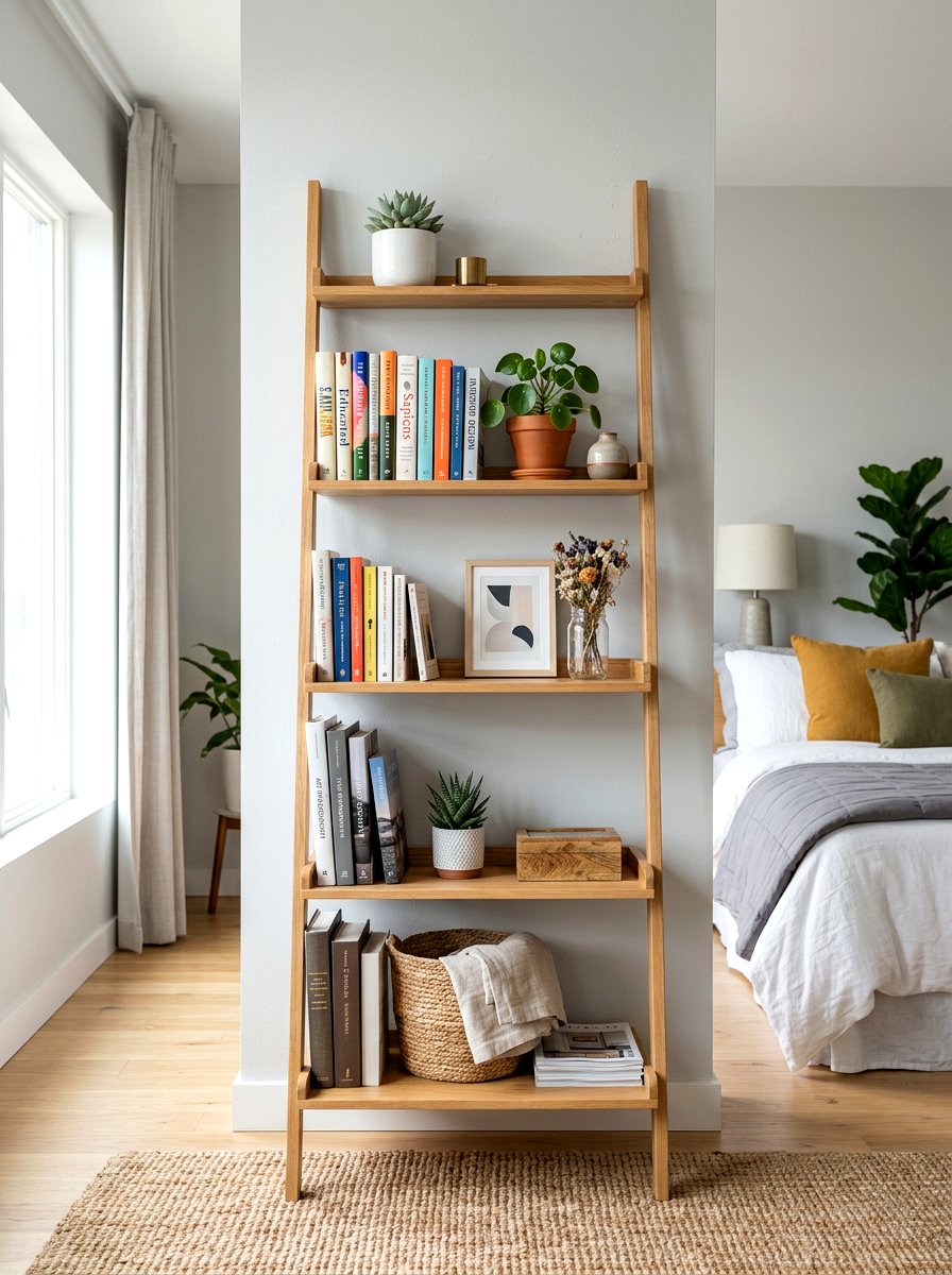 Ladder style leaning shelf - 30 book lover teen room ideas