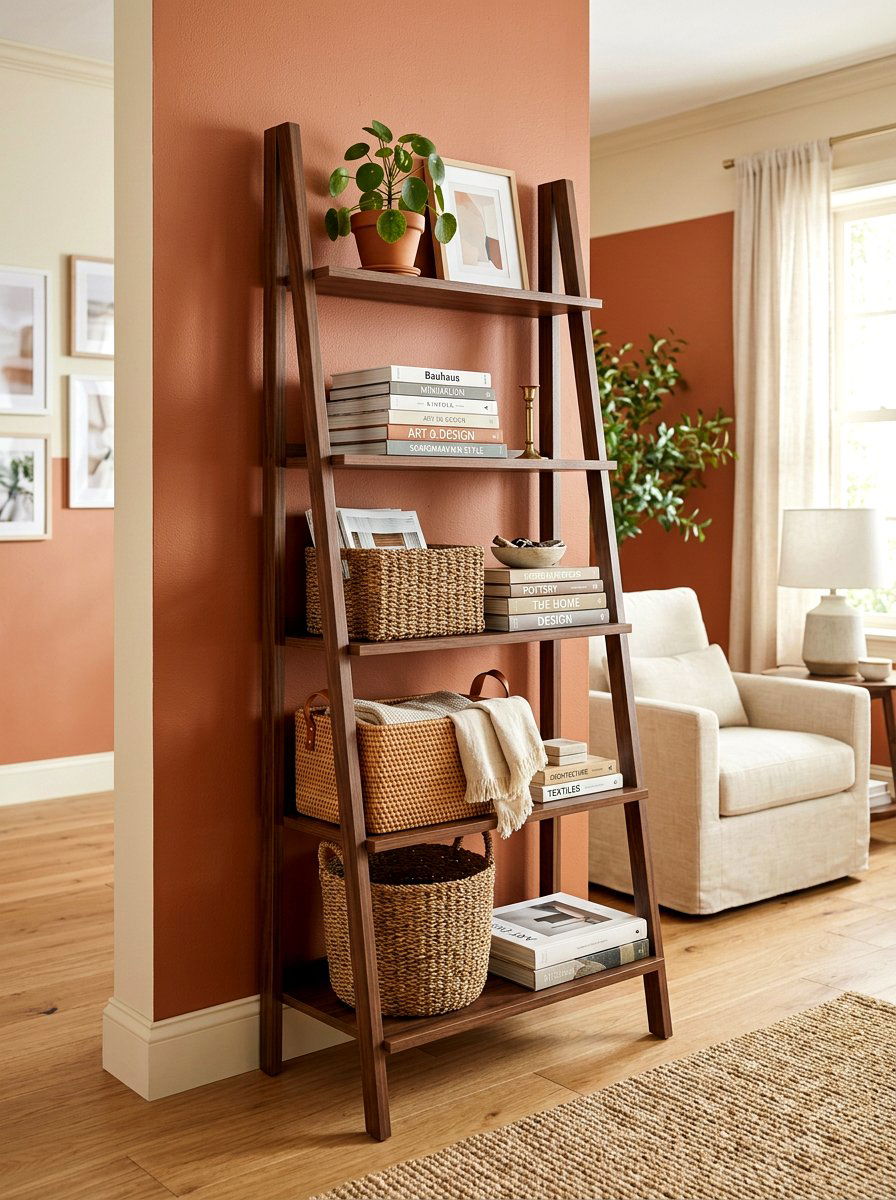 Ladder style shelving - 30 office shelving styling ideas