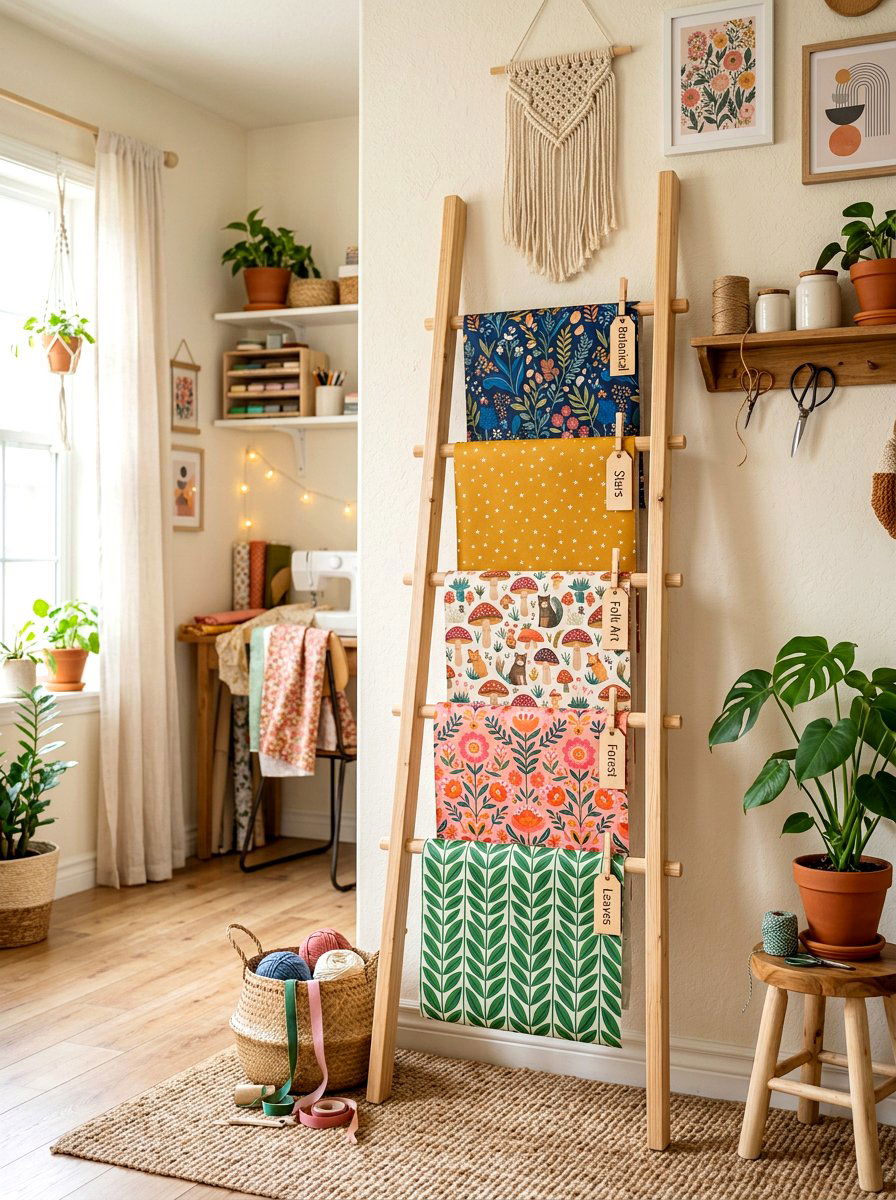 Ladder wrapping paper display - 30 wrapping paper storage ideas