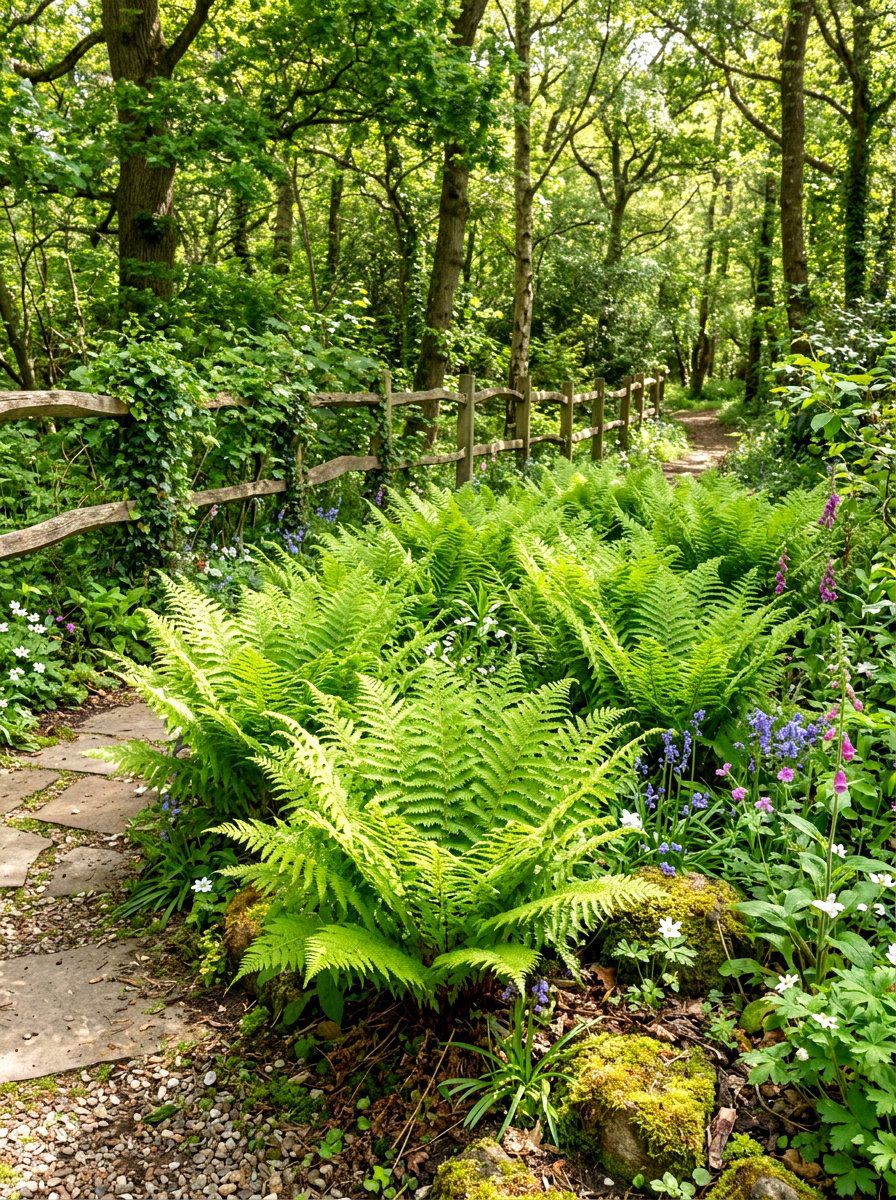 Lady Fern Woodland Garden - 30 woodland fern border ideas