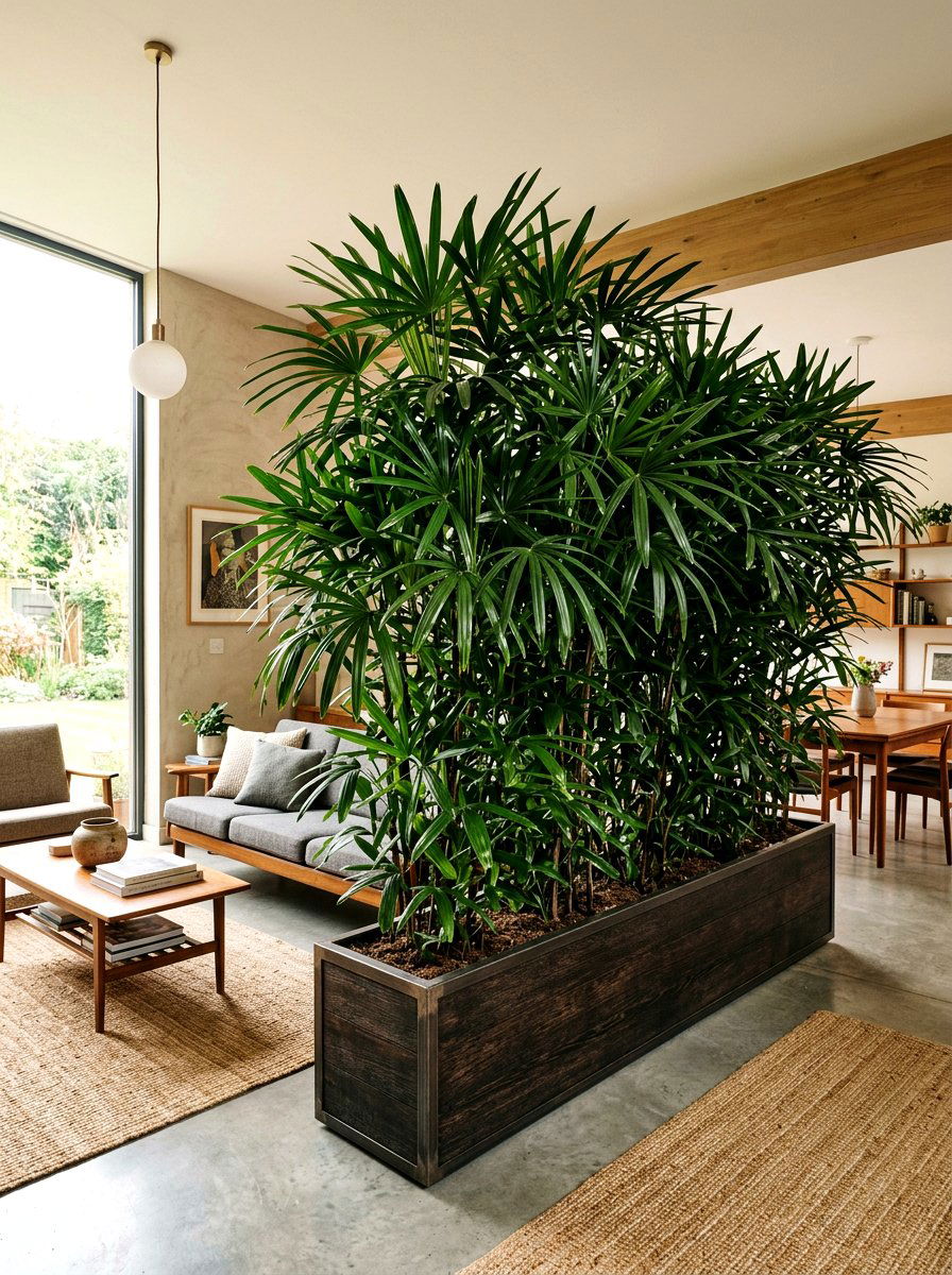 Lady Palm Screen - 30 indoor tree corner ideas