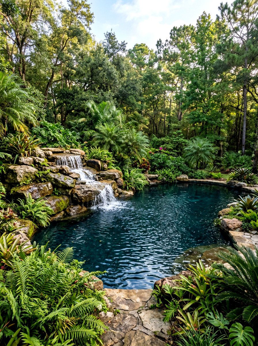 Lagoon Pool Waterfall - 30 family pool ideas