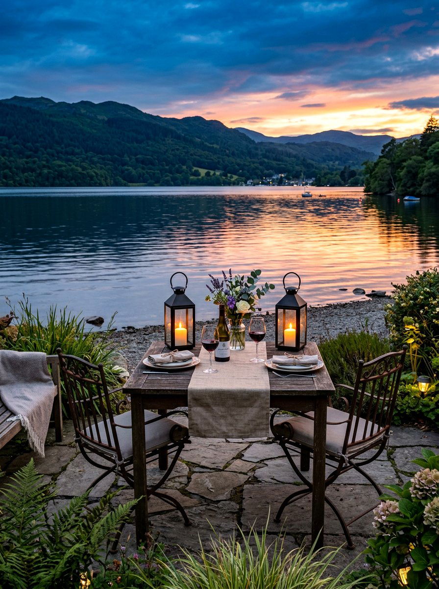 Lakeside Evening Garden Table - 30 candlelit garden dinner ideas