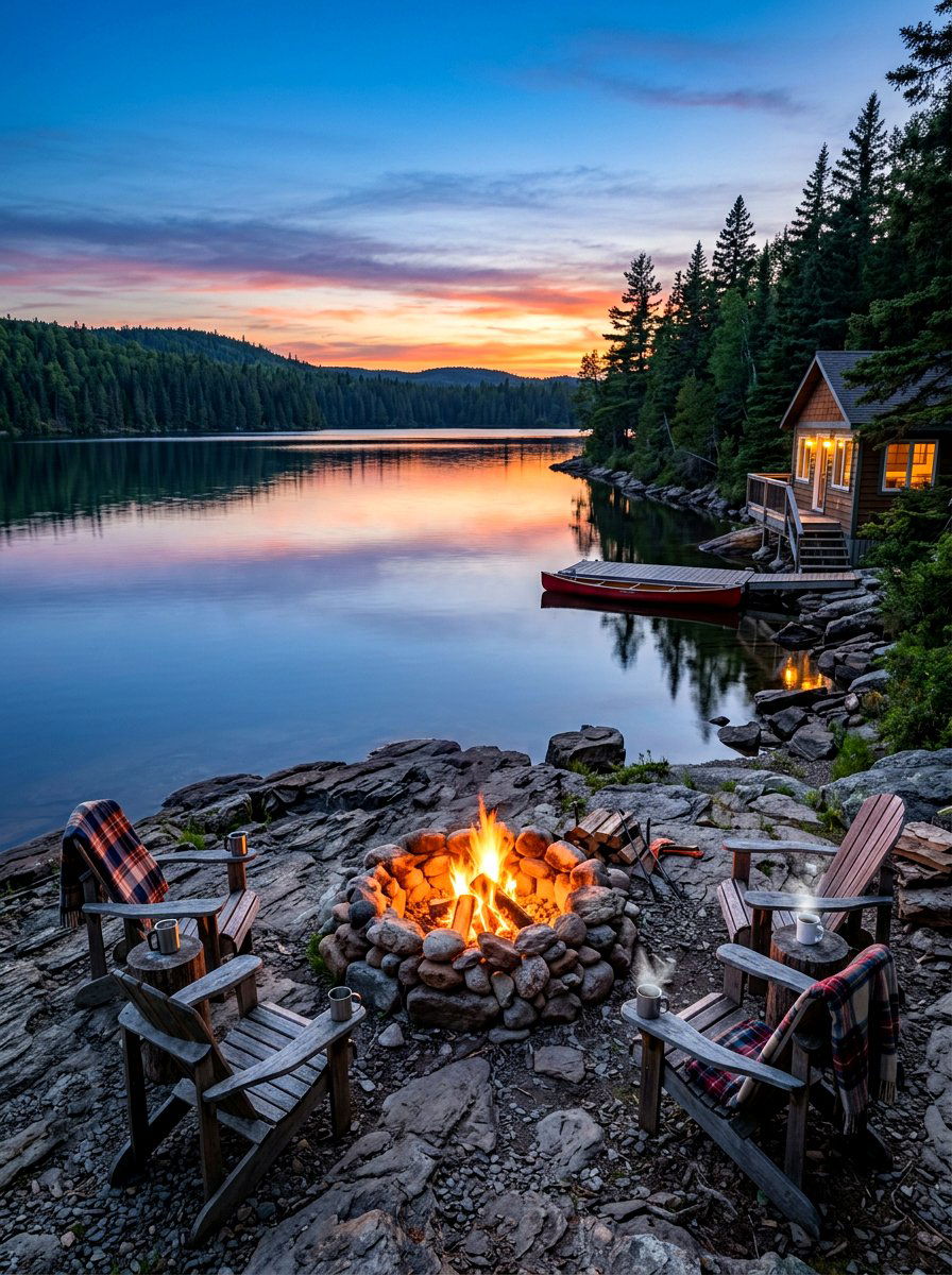 Lakeside Fire Pit - 30 fire pit landscaping ideas
