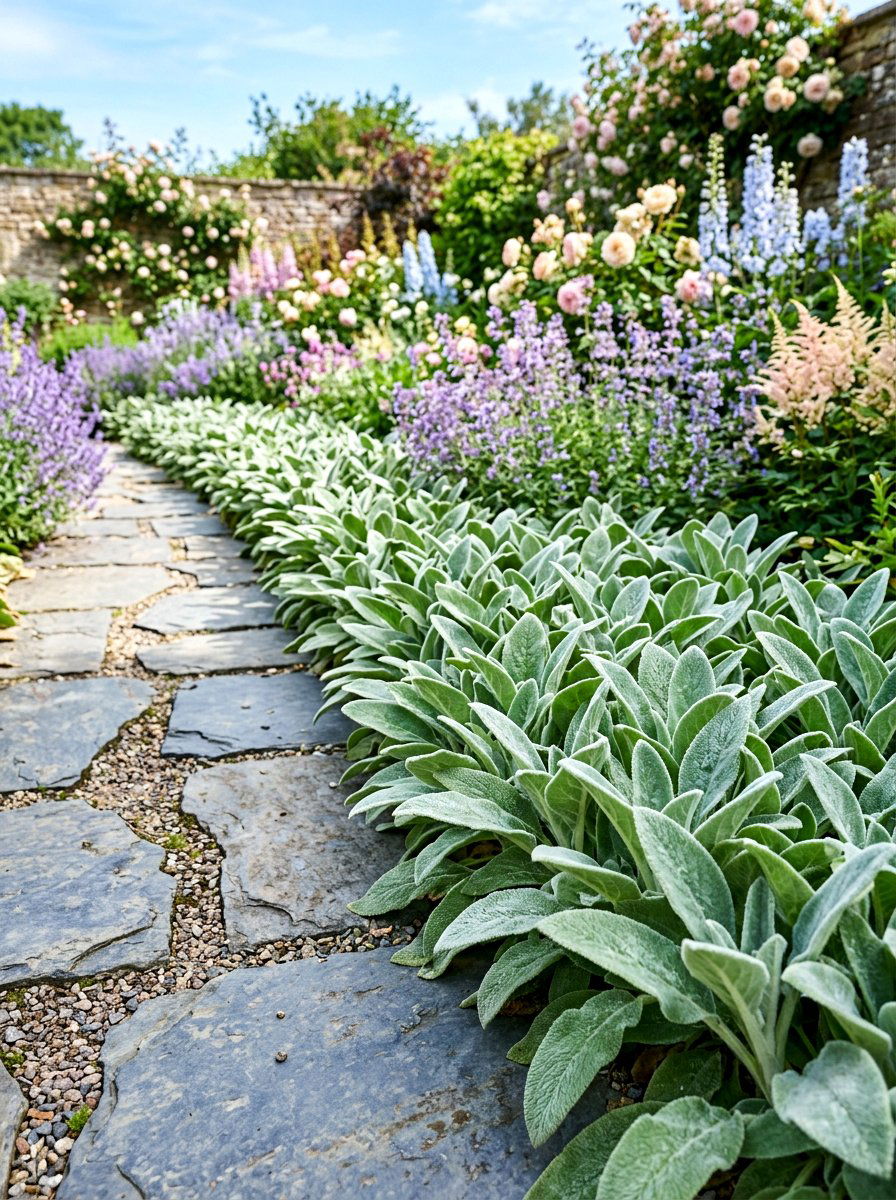 Lambs Ear Border - 30 sensory herb garden ideas