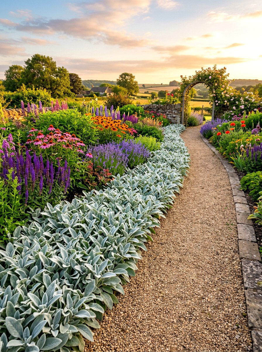 Lambs Ear Silver Border - 30 moonlight white flower border ideas