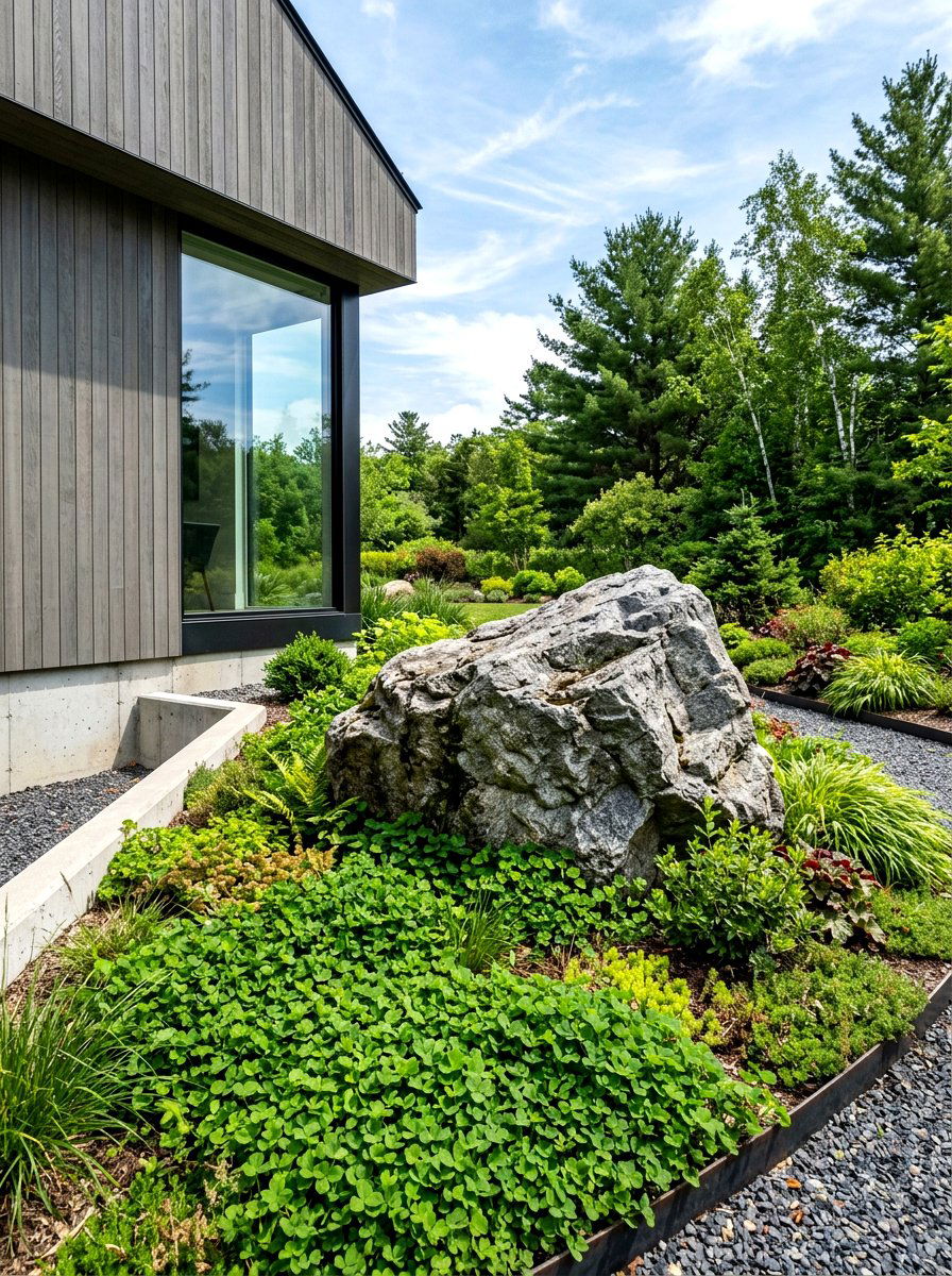 Landscape Boulder Detail - 30 asymmetrical curb appeal ideas