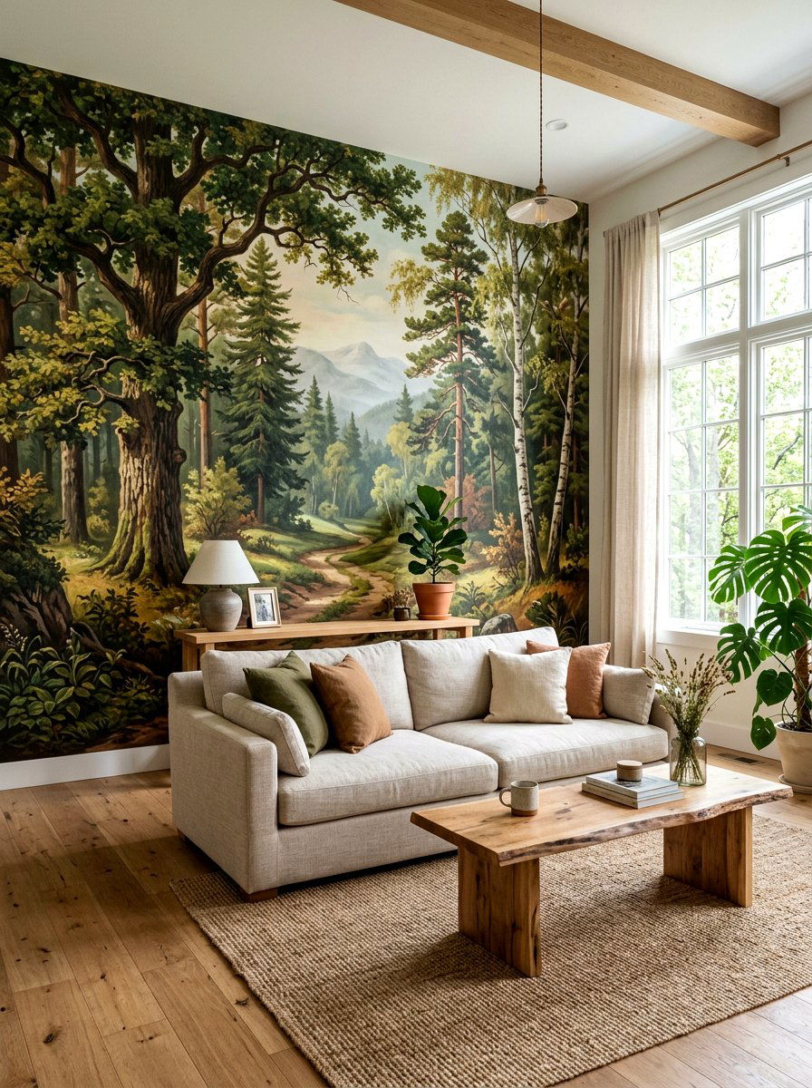 Landscape Mural - 30 artful living room ideas