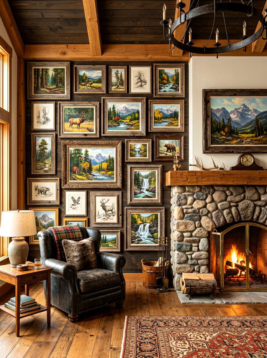 Landscape Painting Frame Display - 30 eclectic frame wall ideas