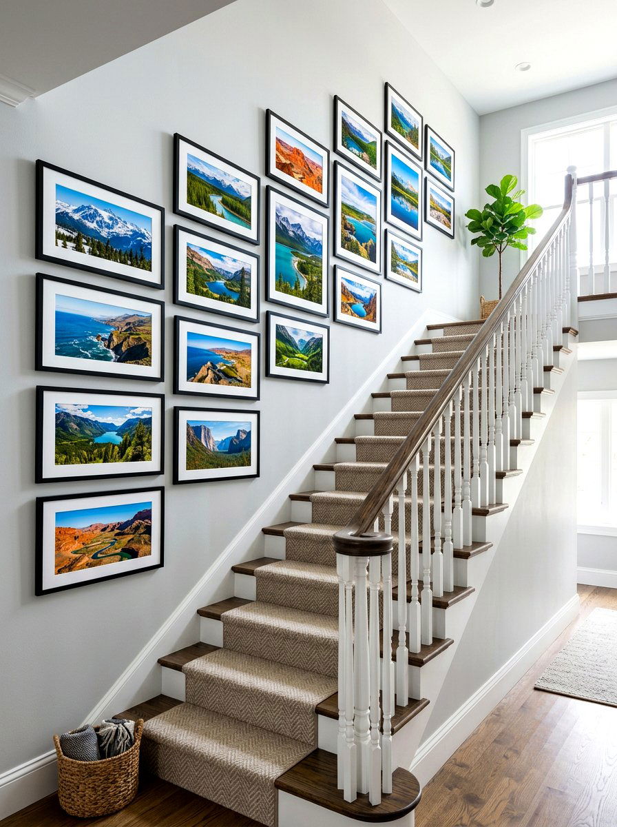 Landscape Photo Stair Gallery - 30 stair gallery wall ideas