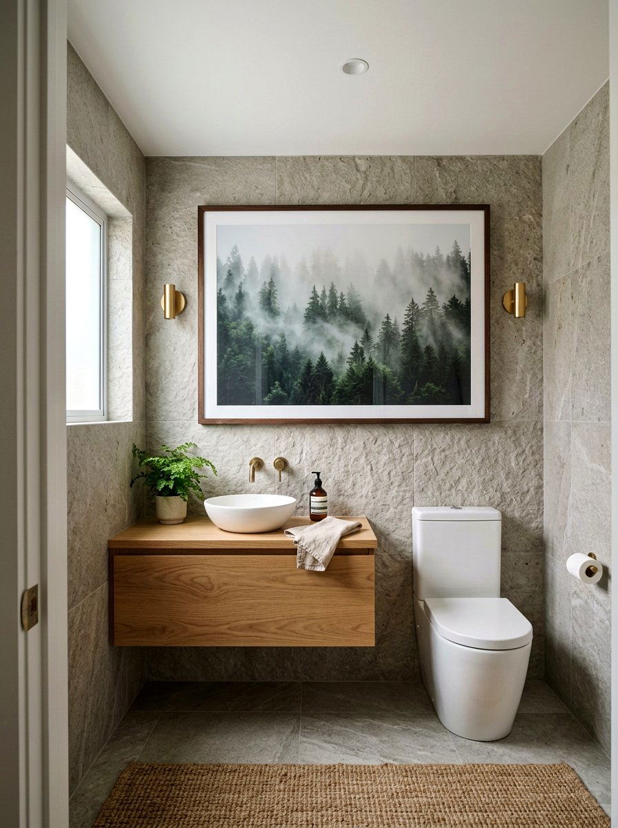 Landscape art powder room - 30 spa like powder room ideas