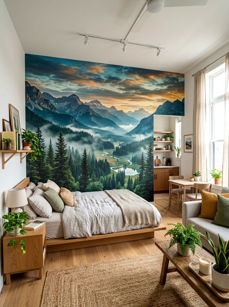 Landscape mural wallpaper - 30 rental safe wallpaper ideas