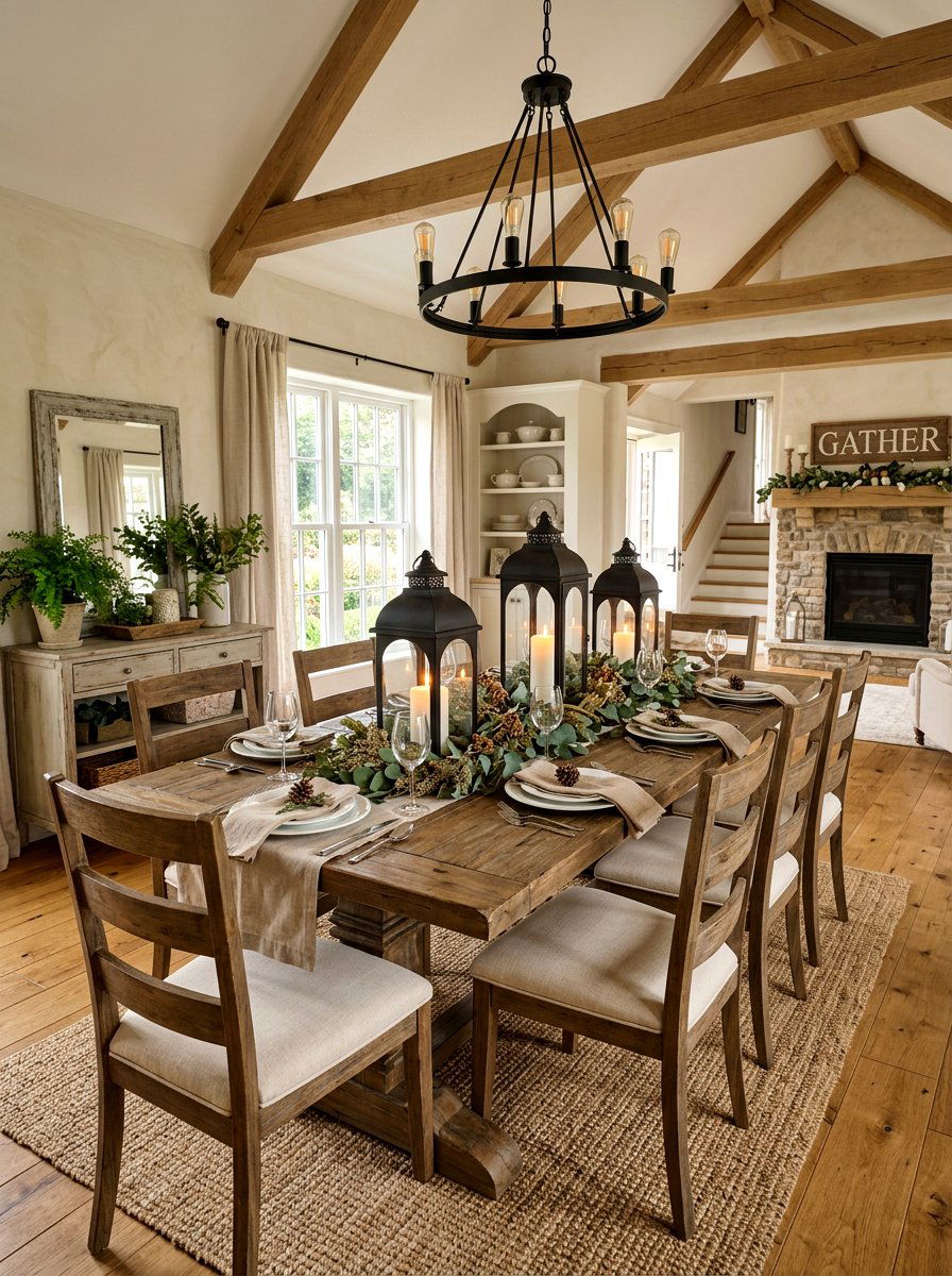 Lantern Centerpiece - 30 winter dining table ideas