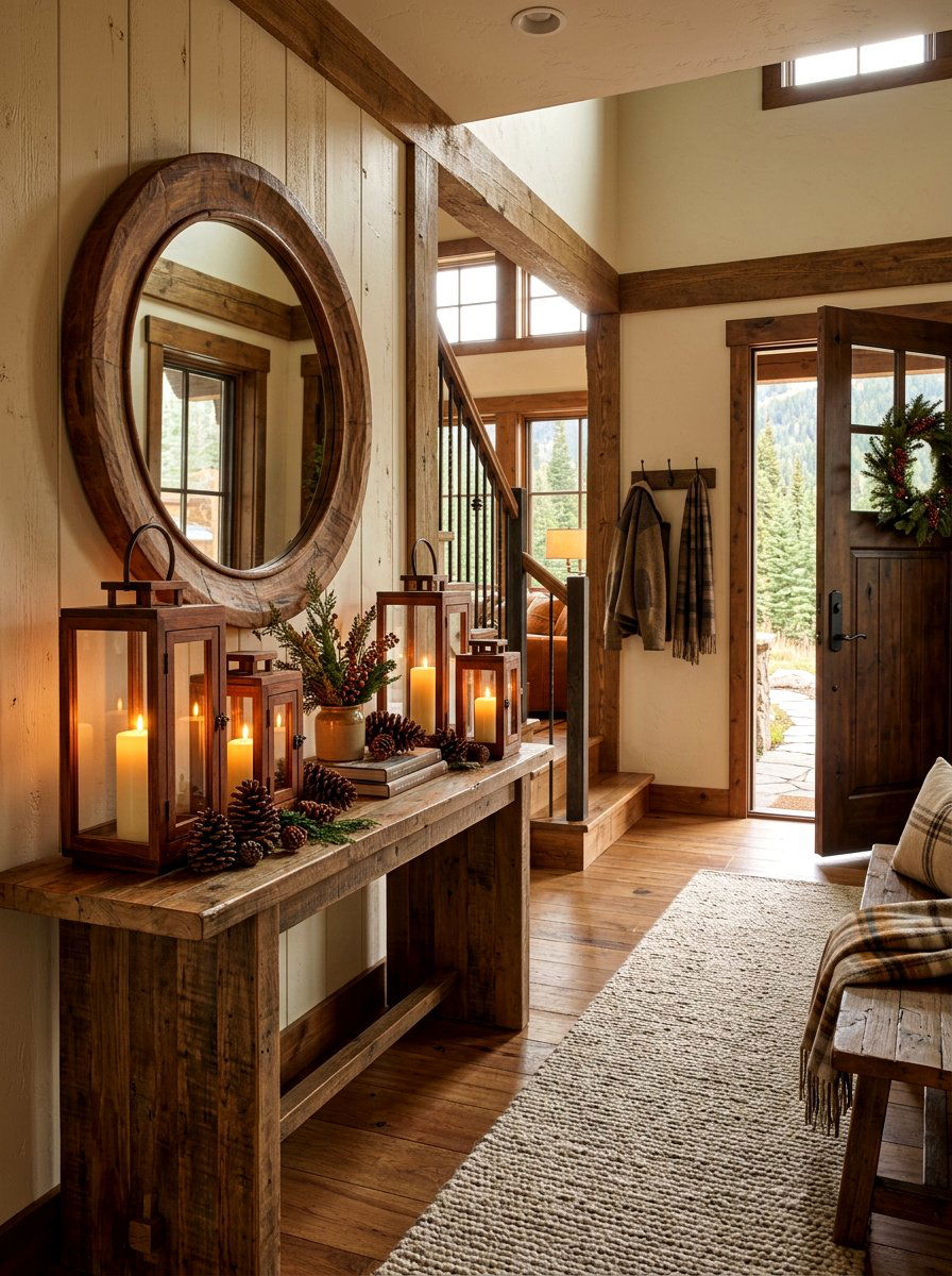 Lantern Entryway - 30 ski lodge holiday decor ideas