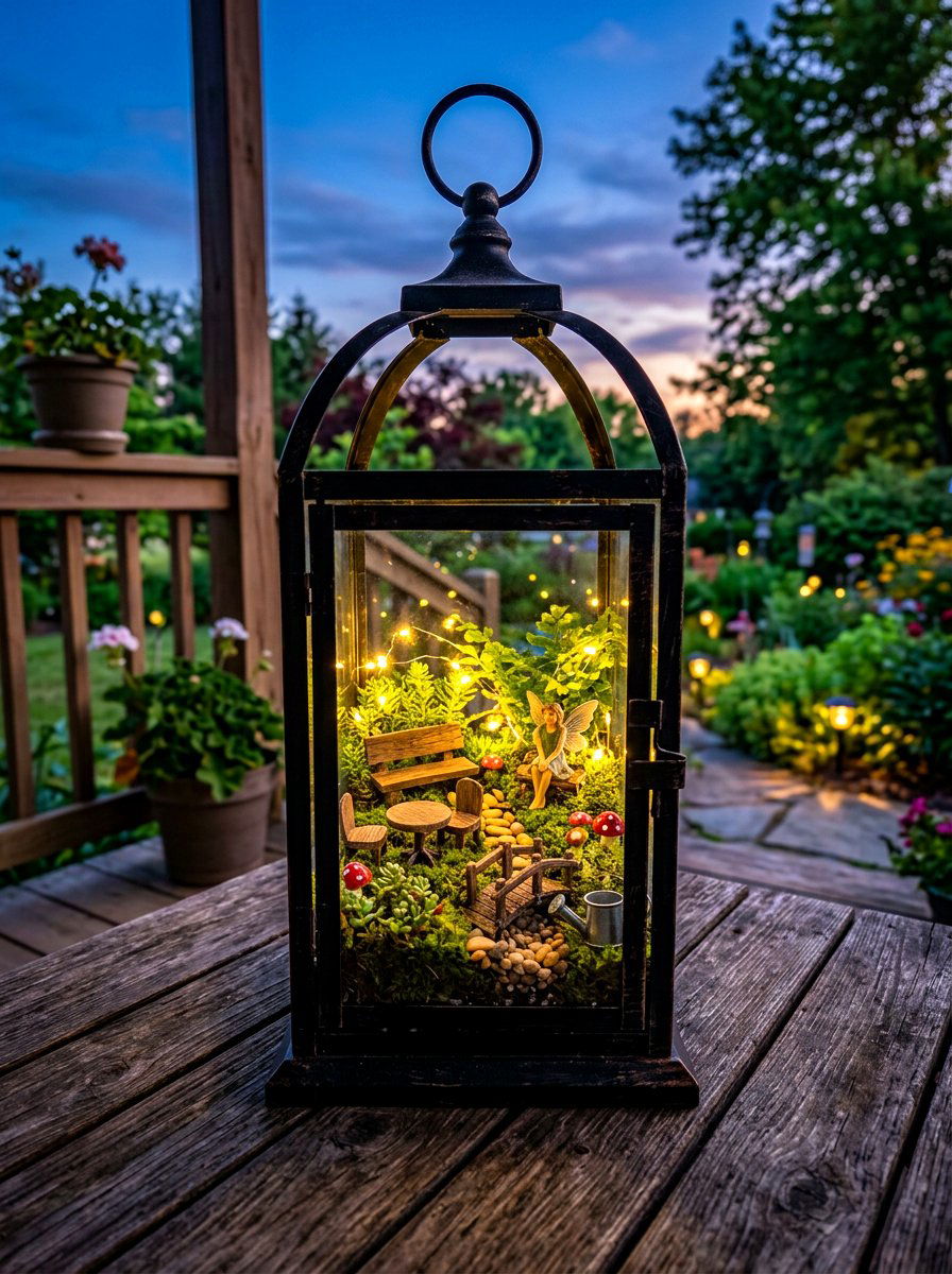 Lantern Fairy Garden - 30 miniature fairy garden ideas
