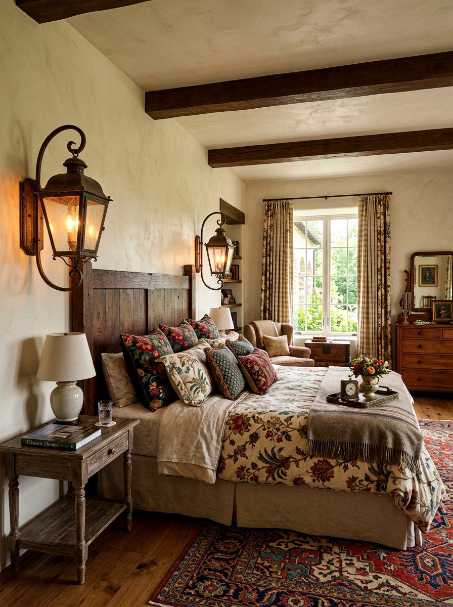 Lantern Wall Sconce - 30 cottage romantic bedroom ideas