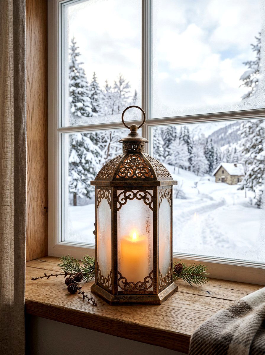 Lantern With Frosted Glass Look - 30 winter porch lantern ideas