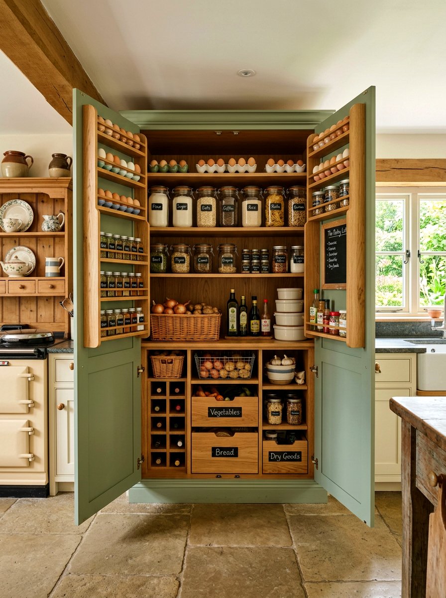 Larder Cupboard Shelving - 30 English country kitchen shelf ideas