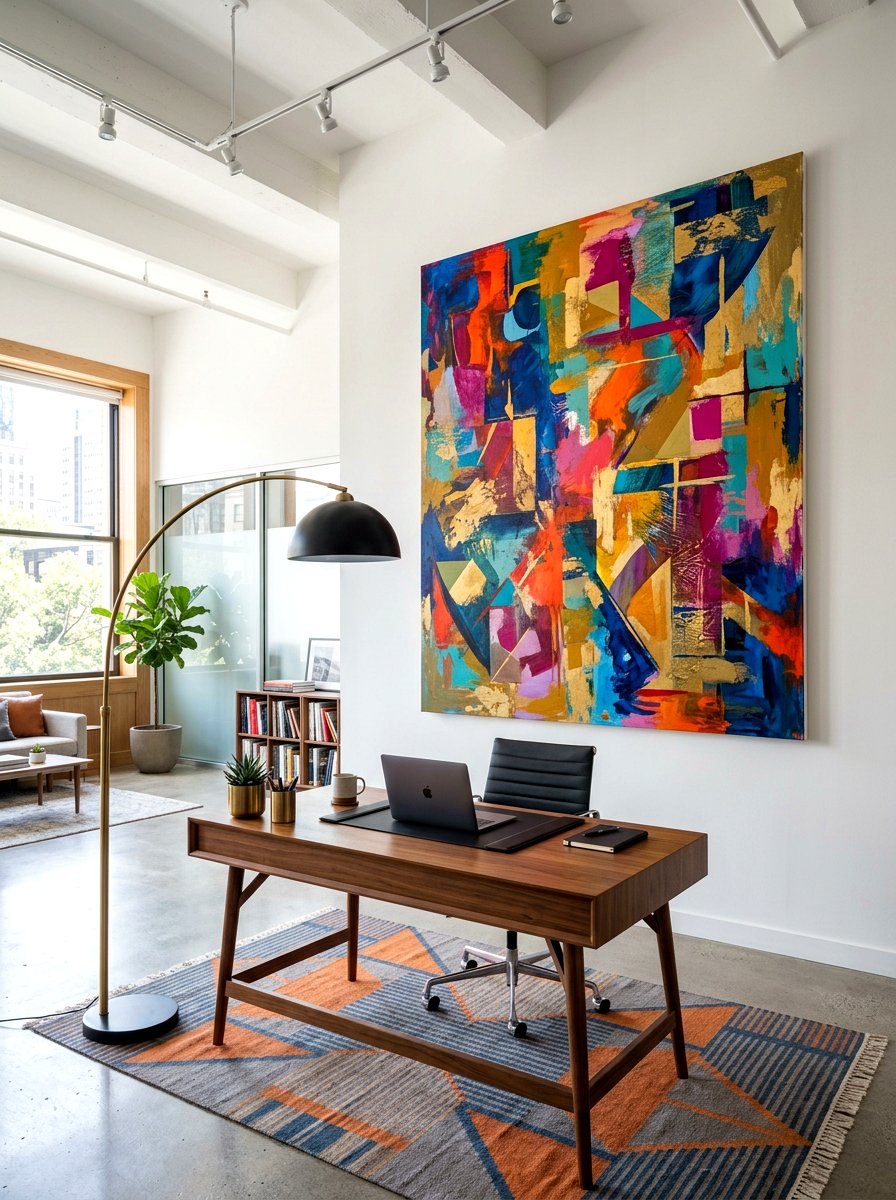 Large Abstract Art - 30 video call background office ideas