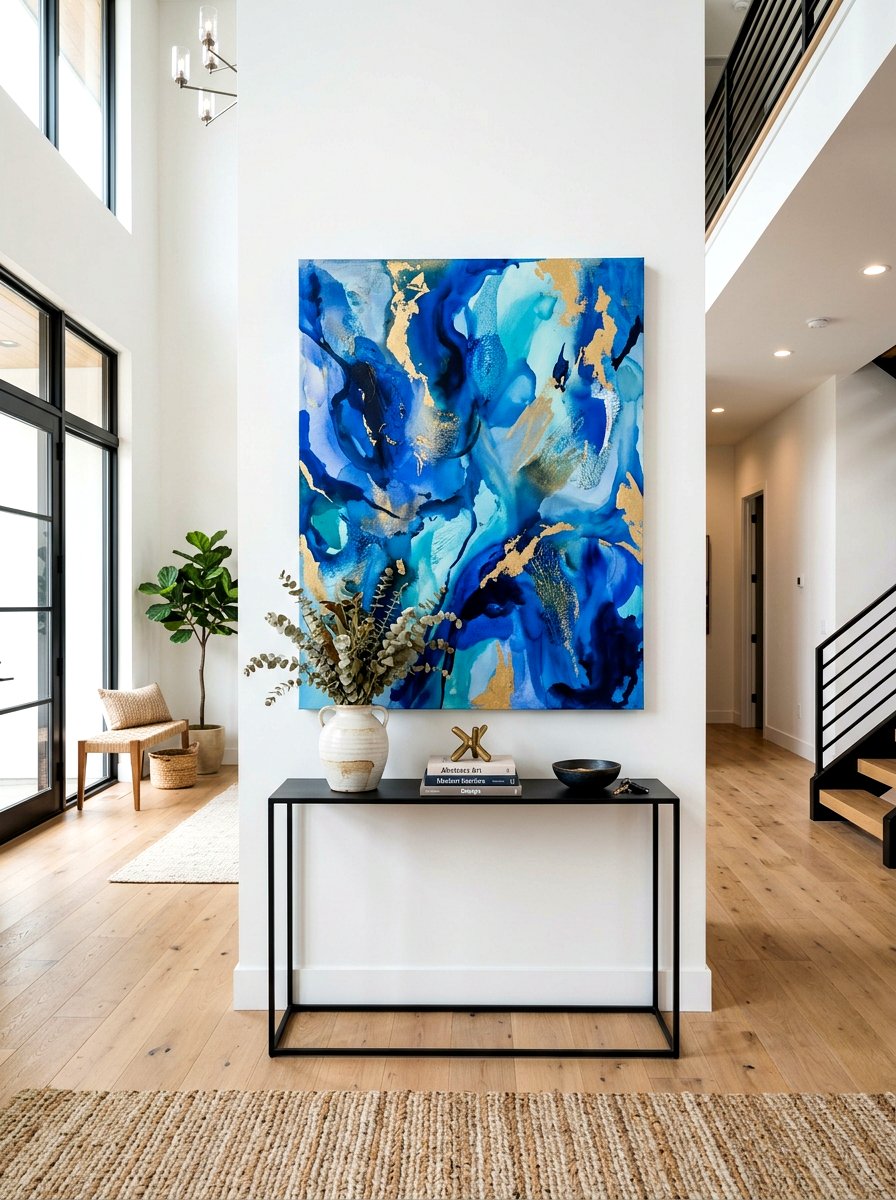 Large Abstract Foyer Canvas - 30 art wall foyer ideas