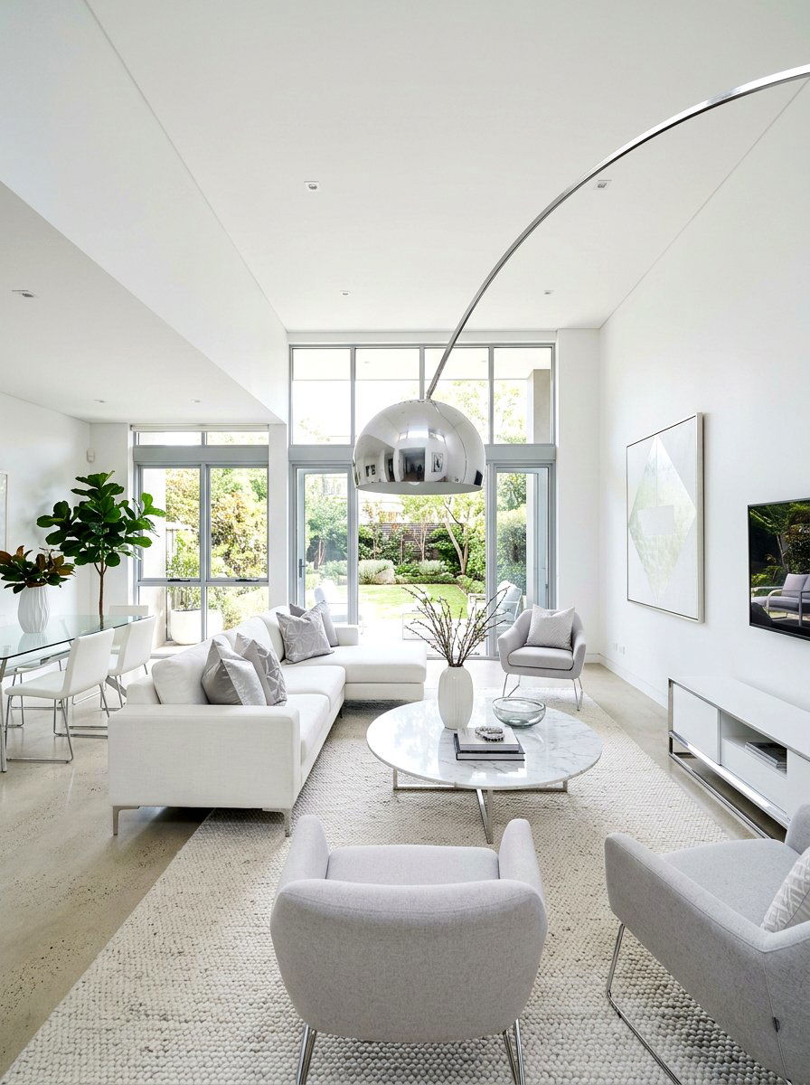 Large Arc Lamp - 30 no overhead light living room ideas