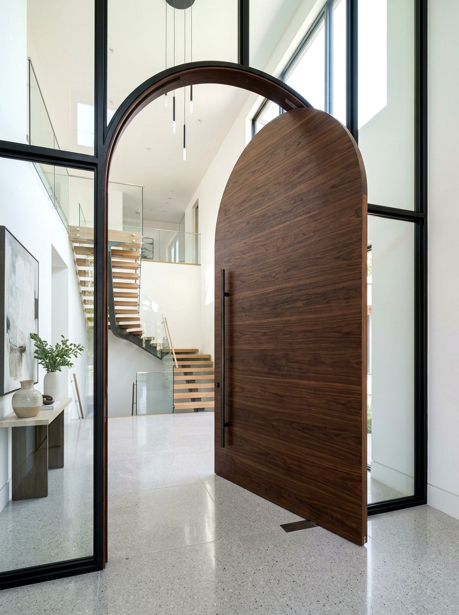 Large Arched Pivot Door - 30 arched doorway entry ideas