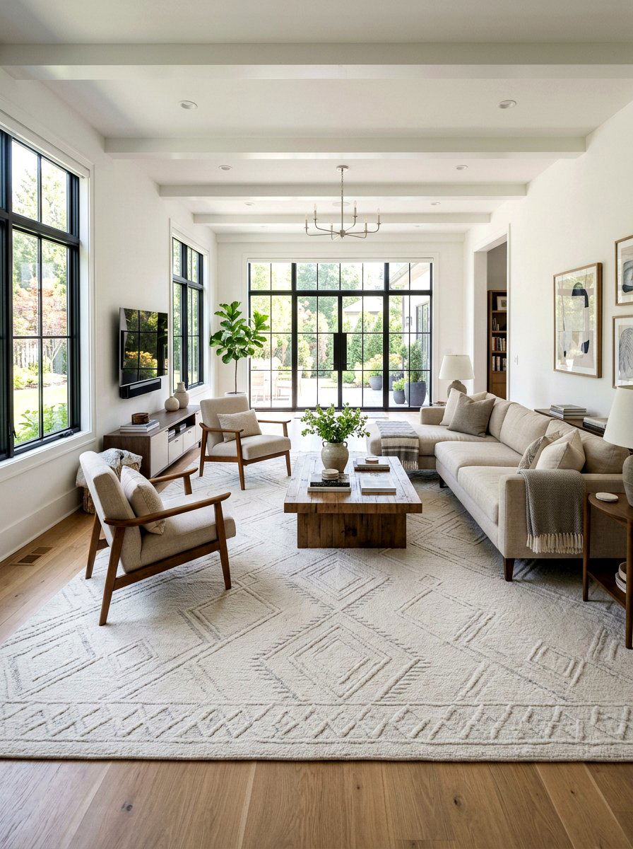 Large Area Rug - 30 narrow living room ideas