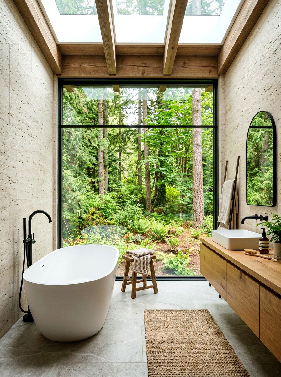 Large Bathroom Window - 30 rustic luxury bathroom ideas
