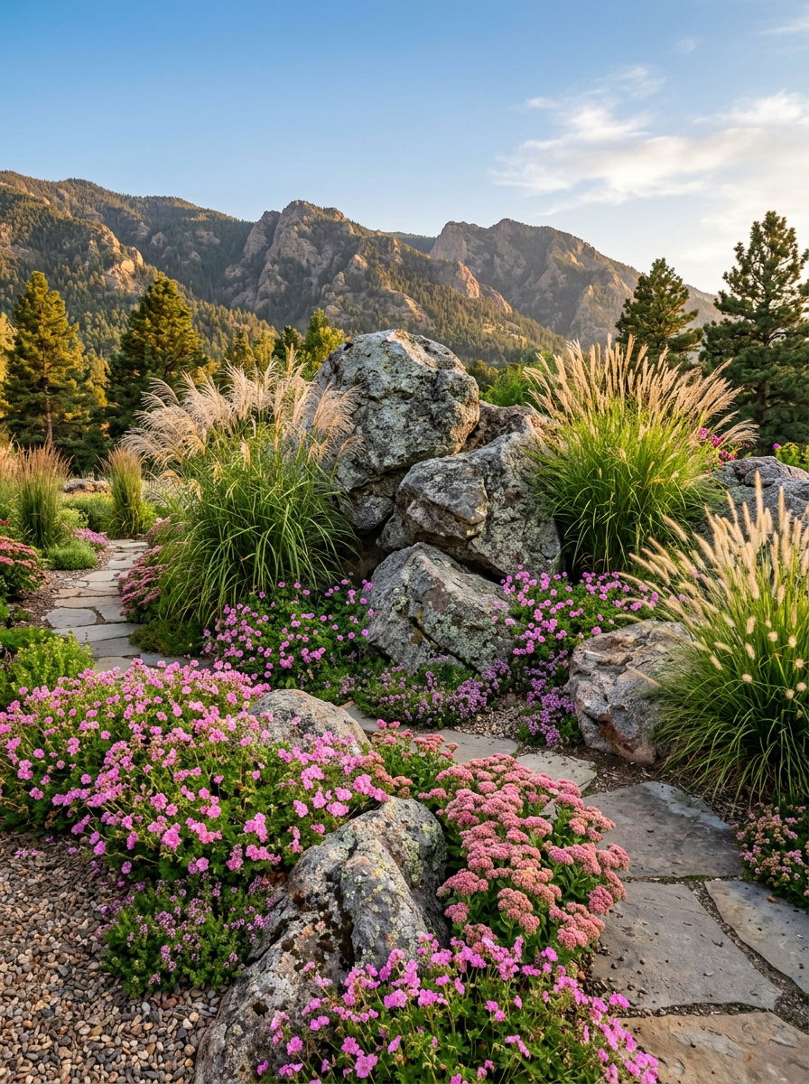 Large Boulder Accents - 30 rock flower bed ideas