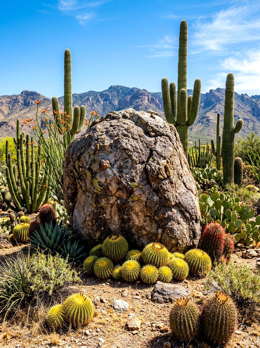 Large Boulder Focal Point - 30 cactus garden ideas