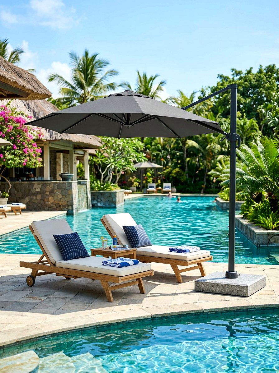Large Cantilever Umbrella - 30 shaded backyard ideas