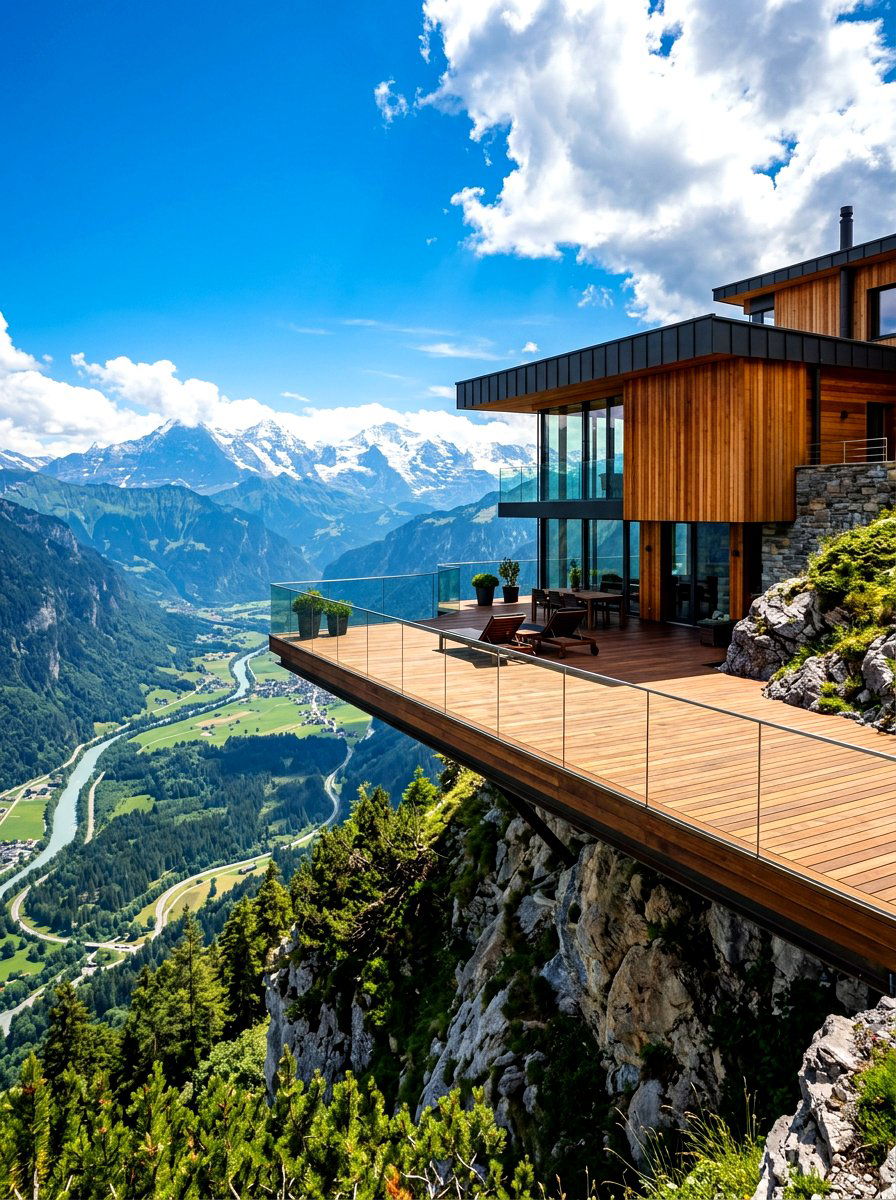 Large Cantilevered Deck House - 30 chalet exterior ideas
