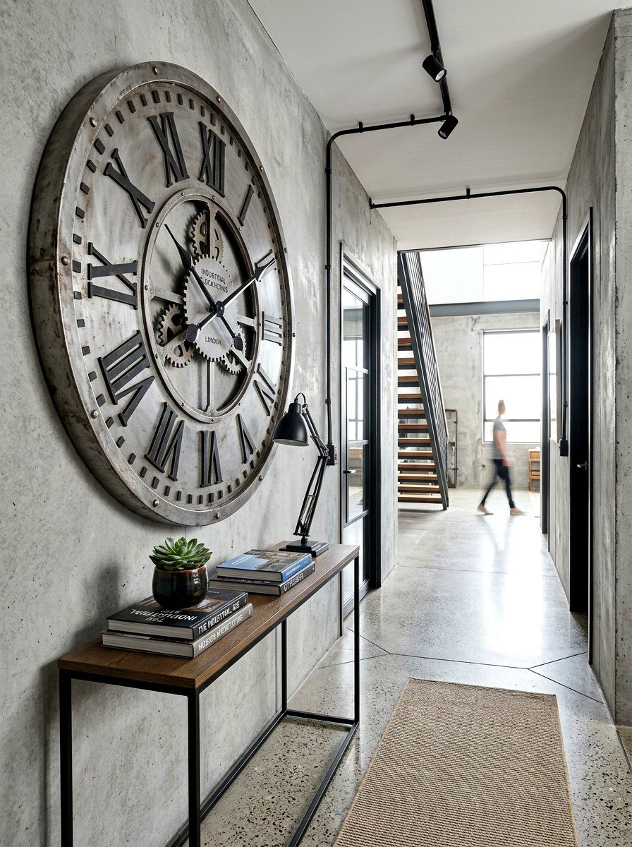 Large Clock - 30 hallway wall decor ideas