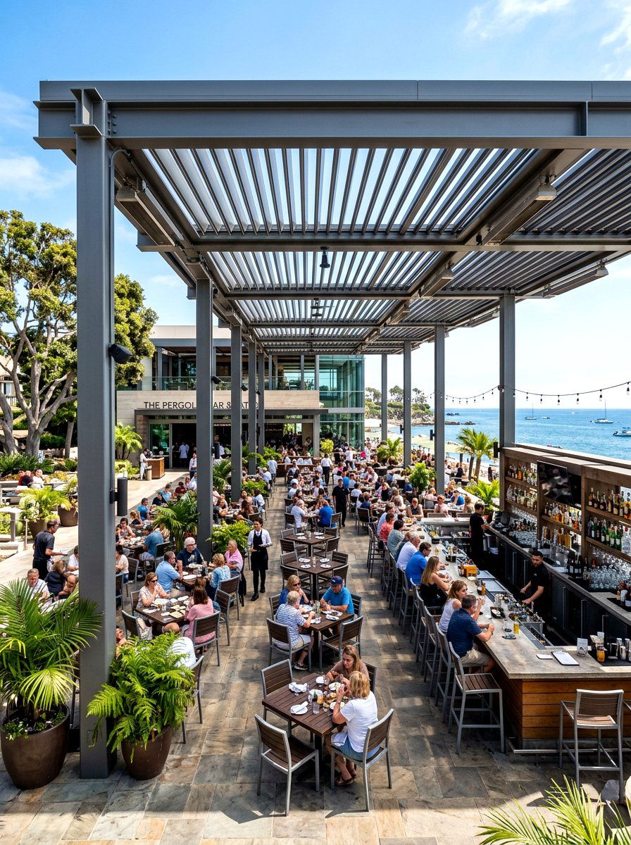 Large Commercial Metal Pergola - 30 metal pergola ideas